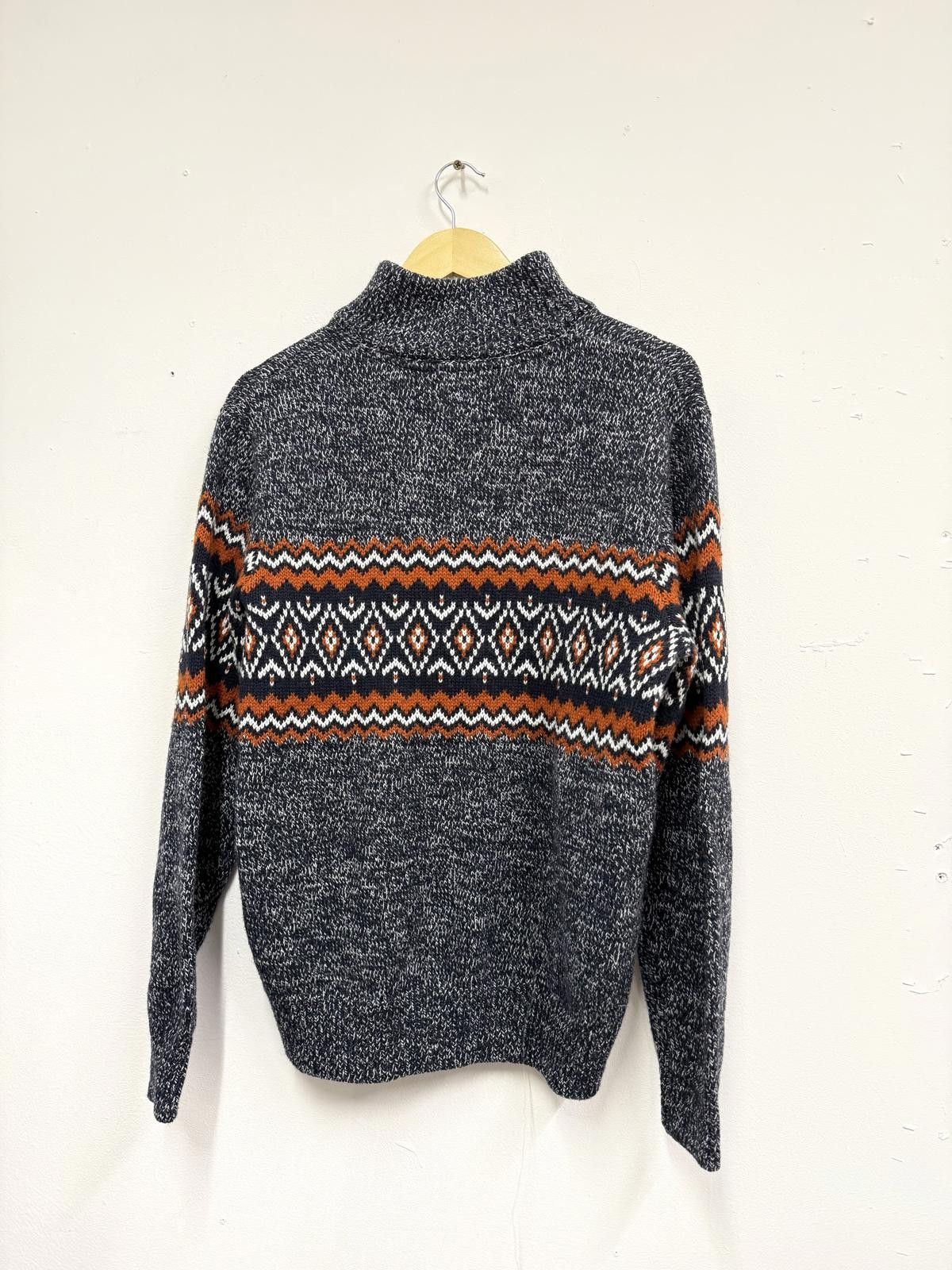 Other Men's Grey and Orange Patterned Knit Pullover Sweater with Z Size ONE SIZE - 4 Thumbnail