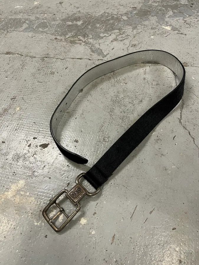 Dolce & Gabbana 2000s Dolce & Gabbana Pony Hair Black Leather Belt Size ONE SIZE - 4 Thumbnail