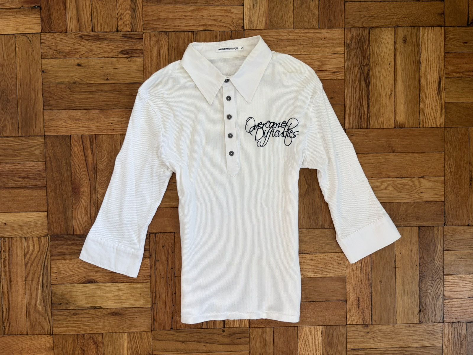 If Six Was Nine Semantic Design "Be the Change" Button Up Polo Size US M / EU 48-50 / 2 - 1 Thumbnail