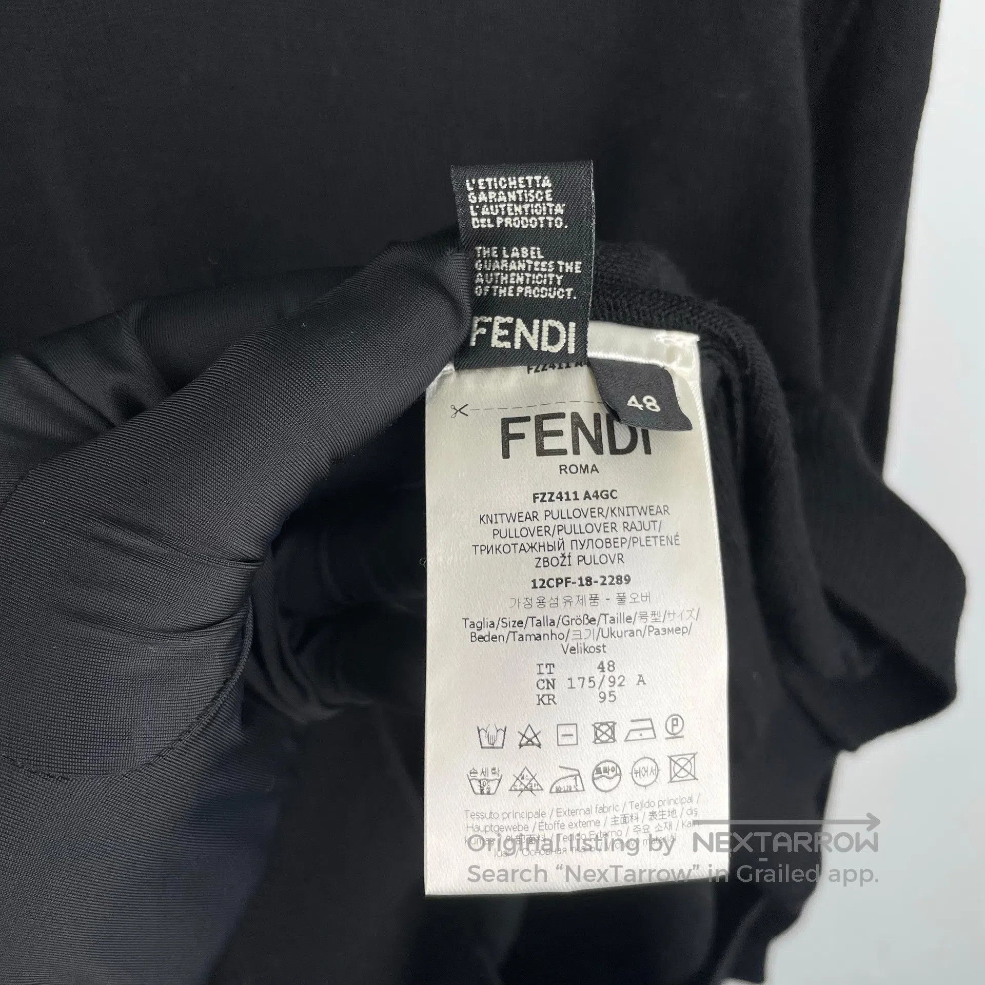 Fendi FENDI Black wool knit sweater with classic double F patter Size US M / EU 48-50 / 2 - 6 Thumbnail
