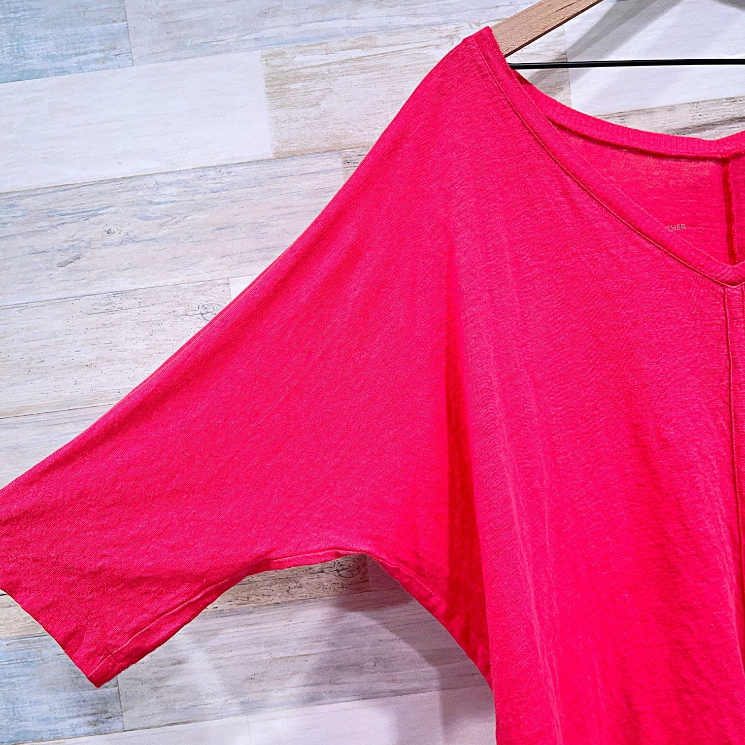 Eileen Fisher Eileen Fisher Linen V Neck Dolman Sleeve Top Pink Relaxed L Size L / US 10 / IT 46 - 3 Thumbnail