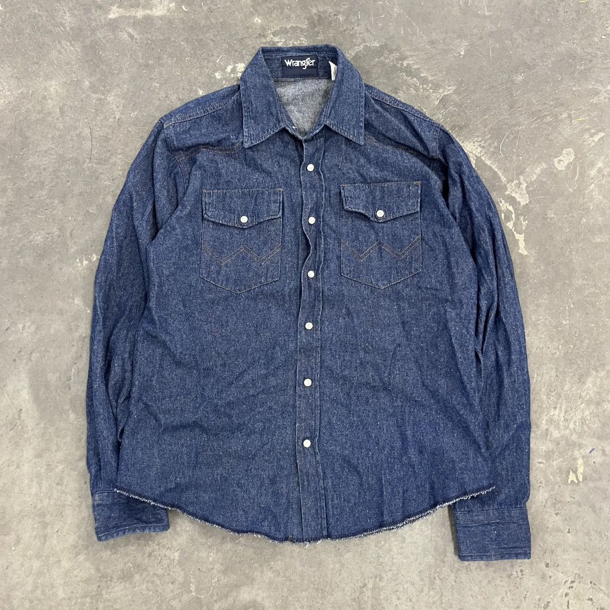 Vintage × Wrangler Crazy vintage wrangler Jean Pearl snap button up XL denim Size US XL / EU 56 / 4 - 1 Thumbnail