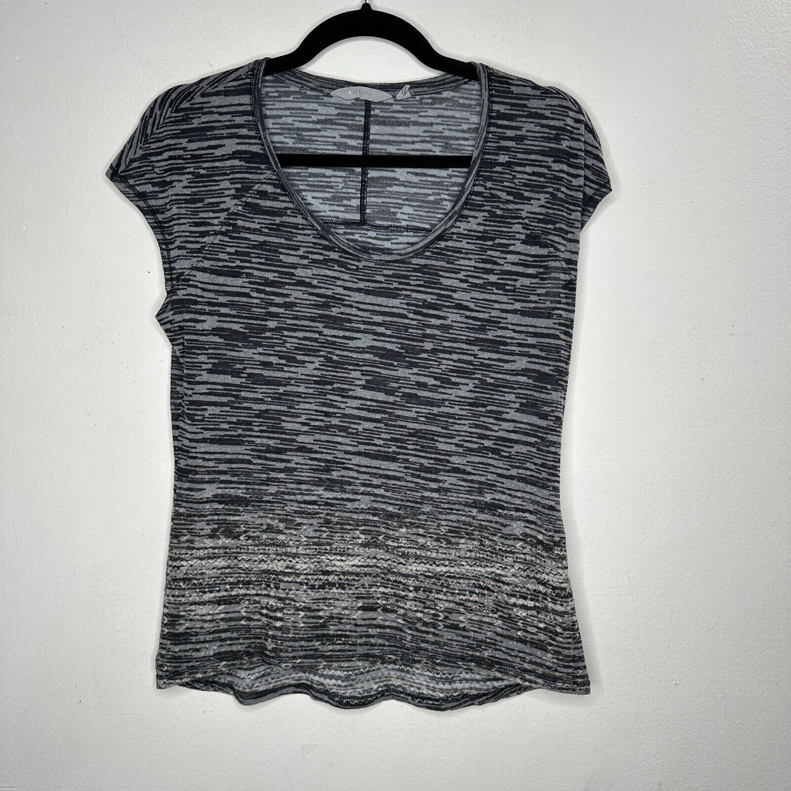 Athleta Athleta Black Gray Striped Burnout Scoop Cap Sleeve Top Med Size M / US 6-8 / IT 42-44 - 1 Thumbnail