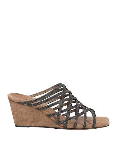image of Brunello Cucinelli O1W1Db10524 Sandals With Heel Shoes In Light Brown, Women's (Size 11)