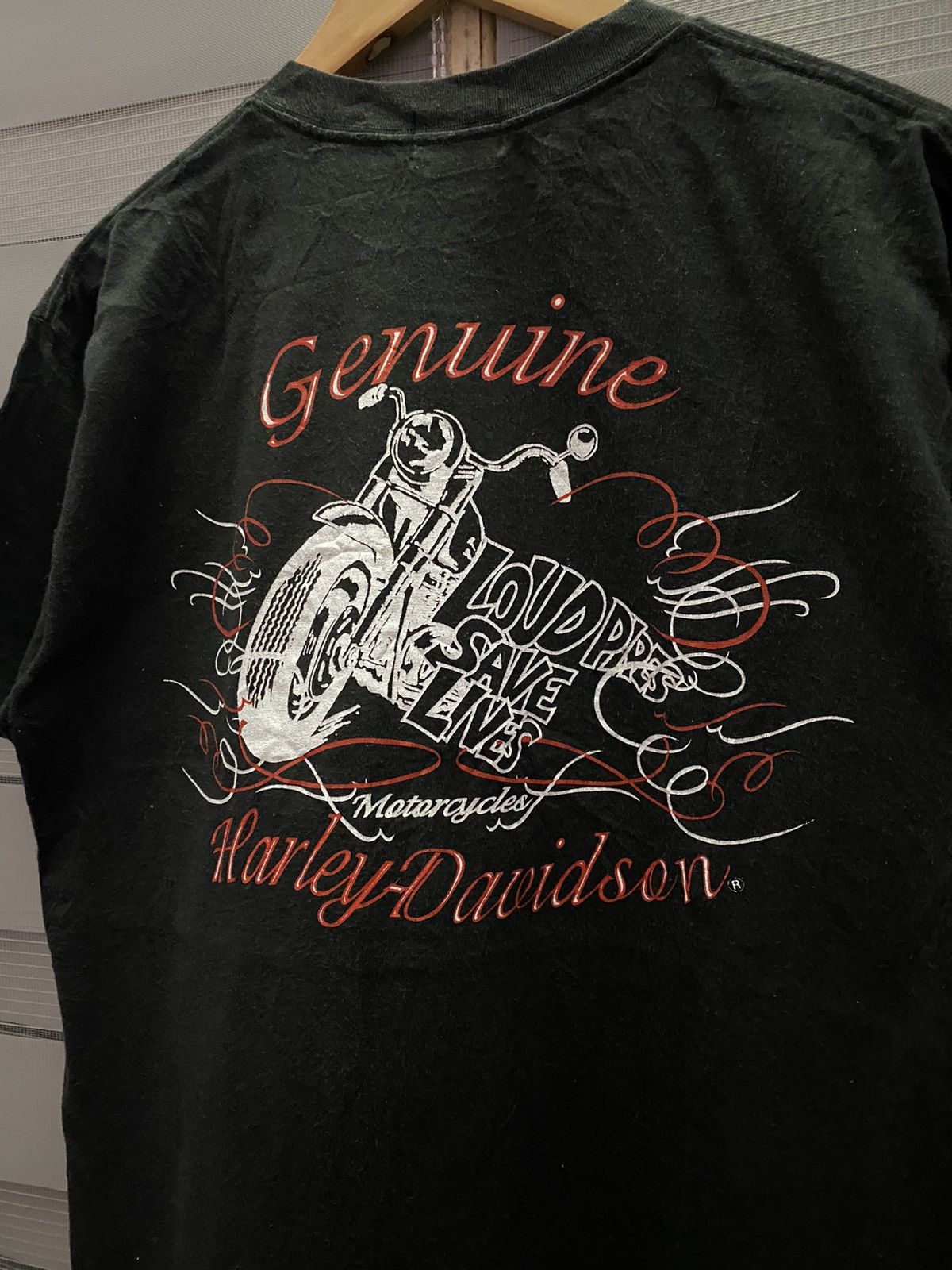 Harley Davidson Vintage Harley Davidson Loud Pipes Saves Lives Single Stitch Size US L / EU 52-54 / 3 - 2 Thumbnail