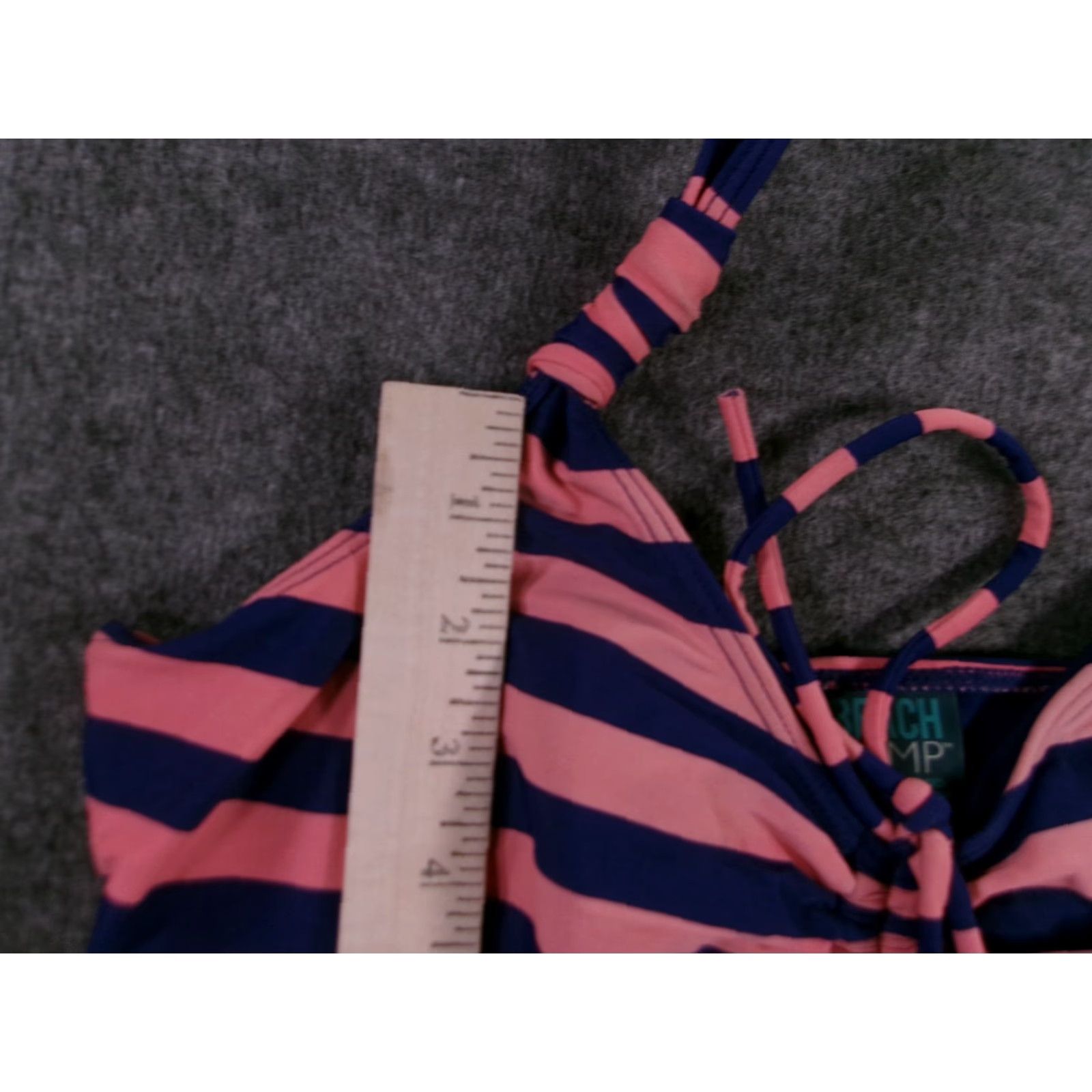 Pinko Beach Bump Tankini Top Womens M Pink Navy Striped Maternity Halter Tie Ruched Size M / US 6-8 / IT 42-44 - 4 Thumbnail