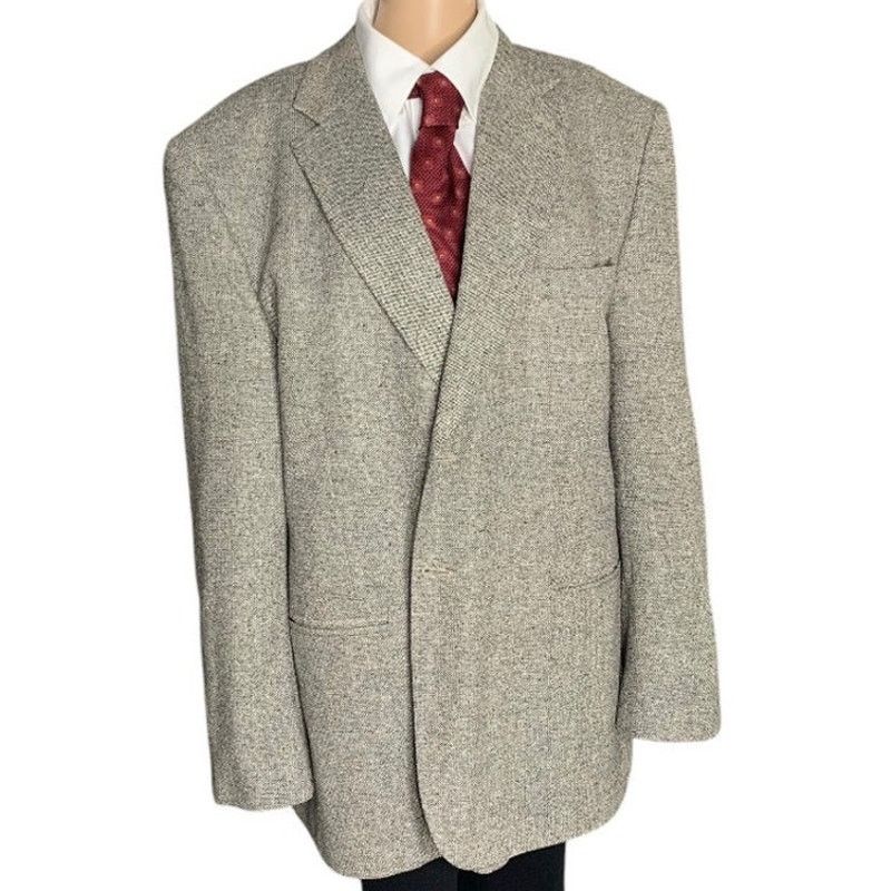 Bert Pulitzer Bert Pulitzer Men 46R Gray 100% SILK Sport Coat Tweed Blazer Size 46R - 1 Thumbnail