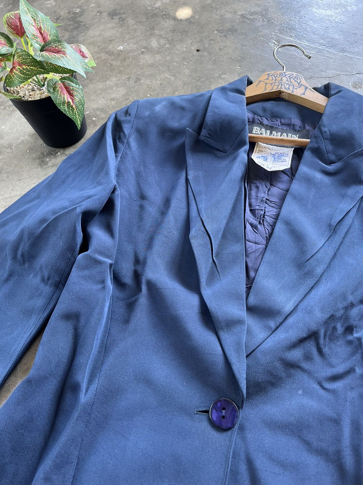 Balmain × Designer × Vintage ⚡️Vintage Balmain Single Button Blazer Jacket 90s Size M / US 6-8 / IT 42-44 - 2 Thumbnail