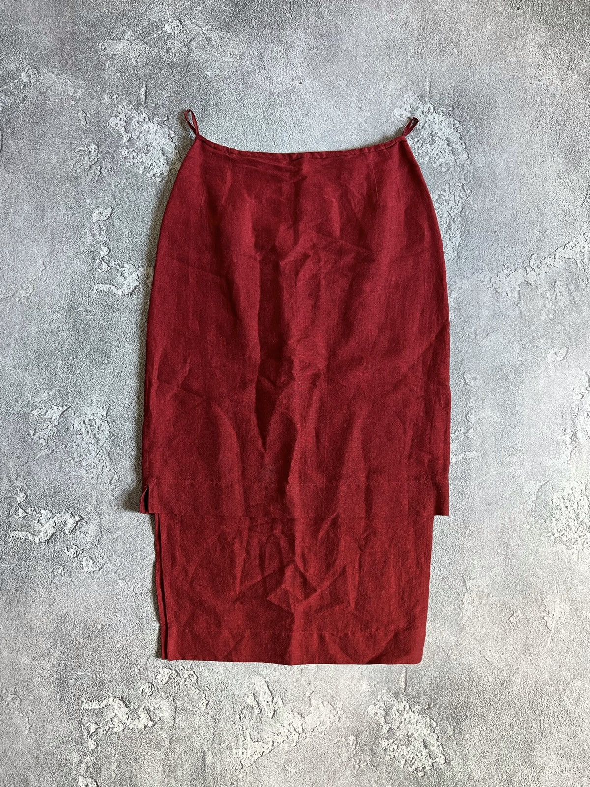 Annette Gortz × Designer × Vintage Annette Gortz Linen Double Layer Long Skirt Red Sz 40 Görtz Size 27" / US 4 / IT 40 - 1 Thumbnail
