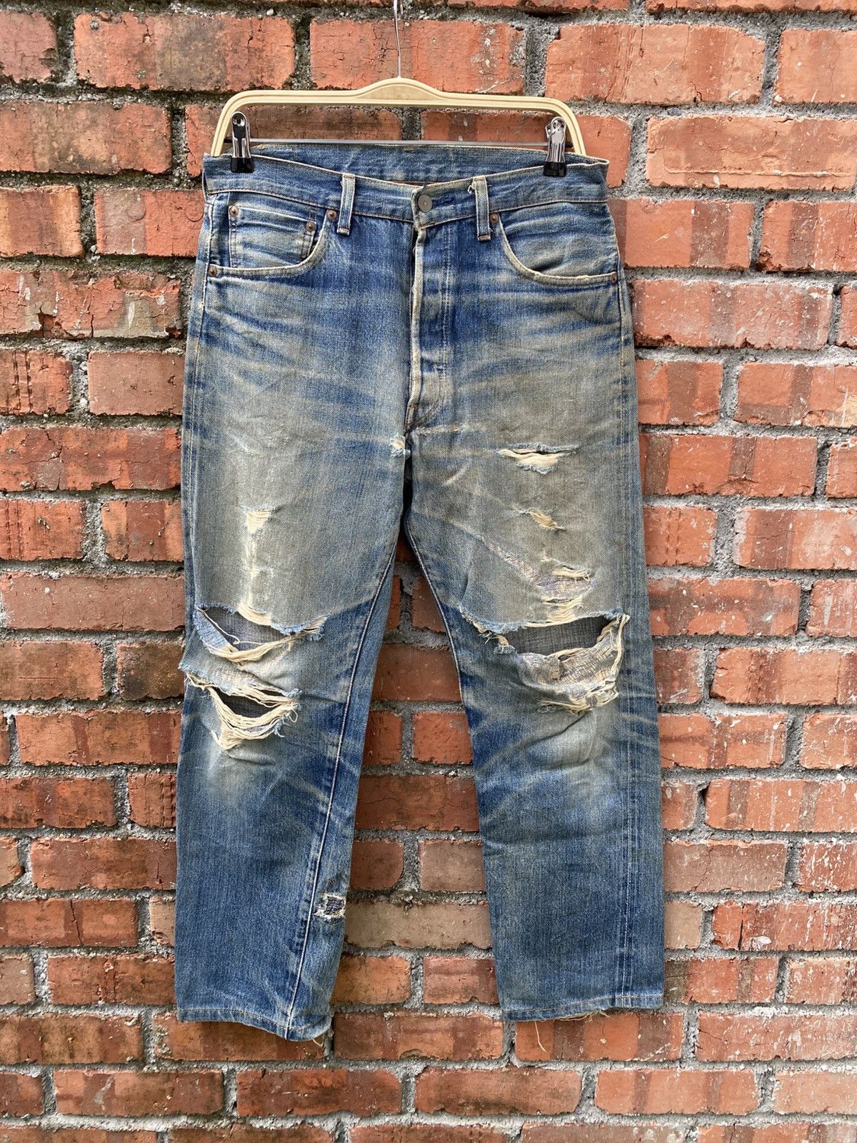 Levi's Vintage Clothing × Vintage W32x29.5 vintage levi's redline distressed damaged denime Size US 32 / EU 48 - 1 Thumbnail