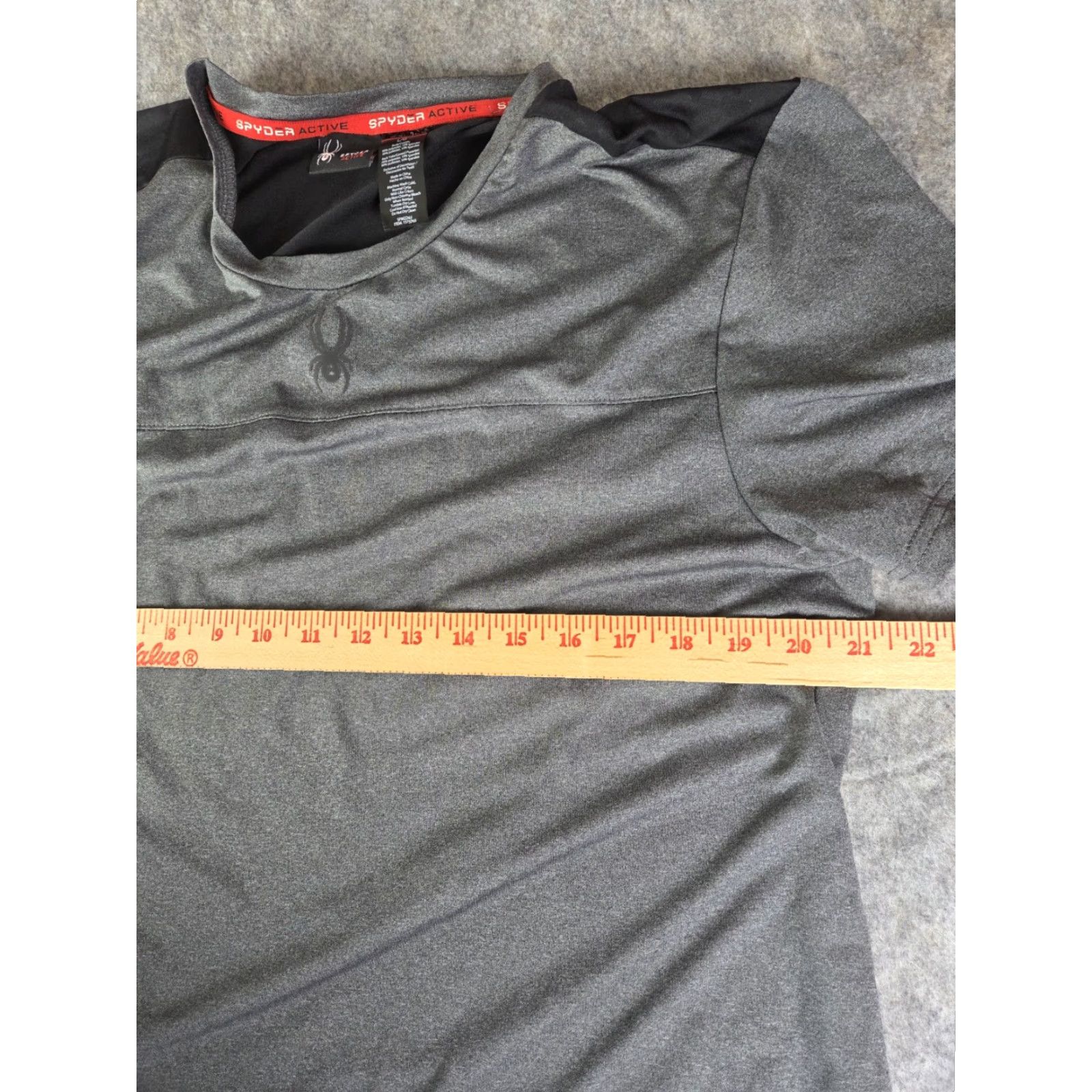 Spyder Spyder Active Shirt Mens Large Gray Black Pro Web Crew Neck Athletic Tee Short Sleeve 90s? Size US L / EU 52-54 / 3 - 8 Thumbnail