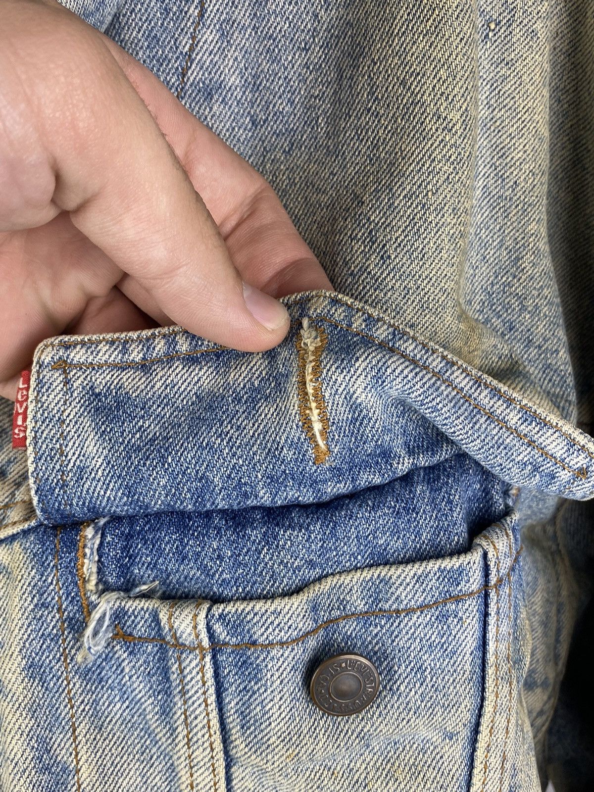 Levi's × Vintage 80s🔥Levis 598 Usa Blue Dirty Vntg Insulated Denim Jacket Size US L / EU 52-54 / 3 - 12 Thumbnail