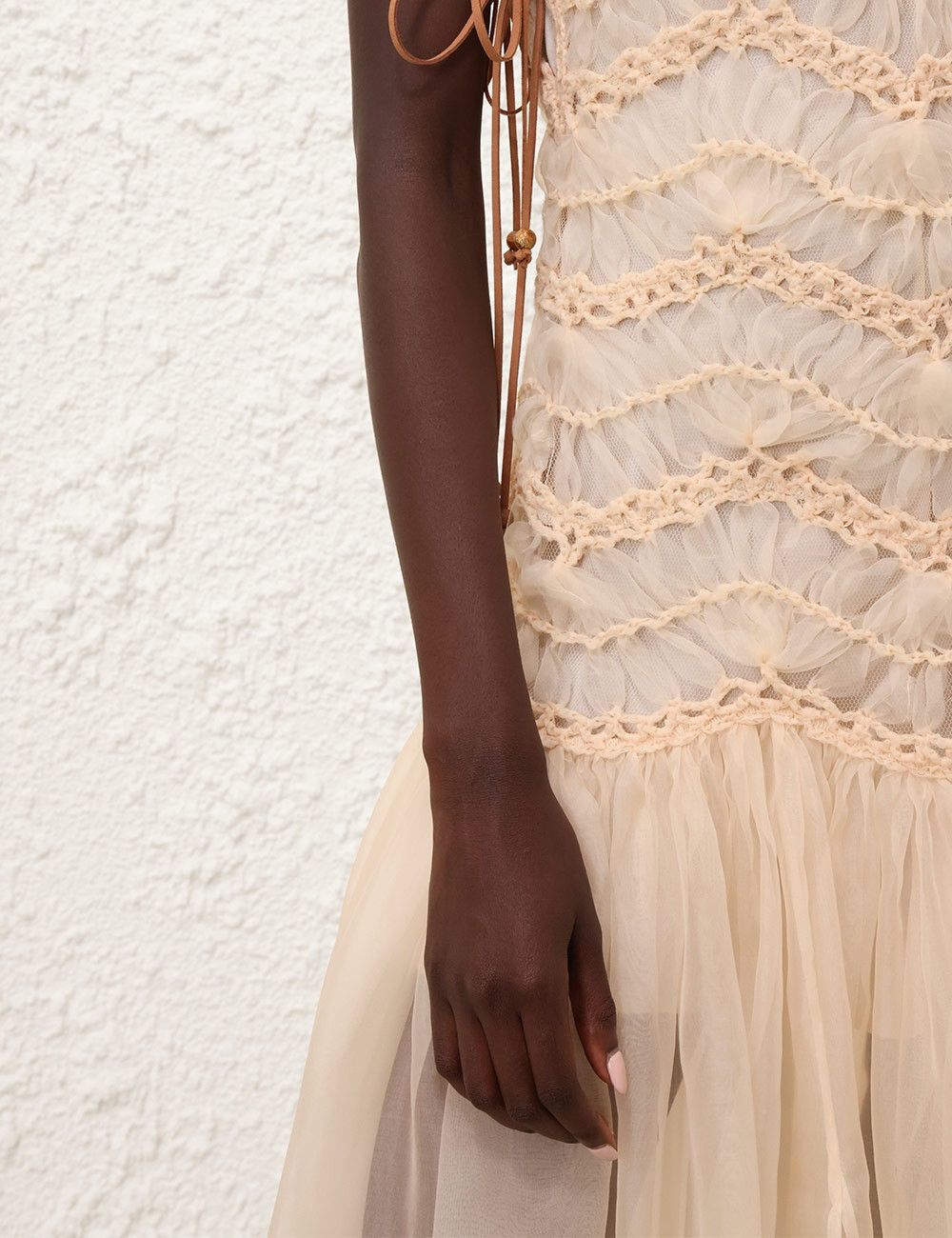 Zimmermann oc11z0226 Illuminate Macrame Maxi Dress In Cream Size L / US 10 / IT 46 - 2 Thumbnail