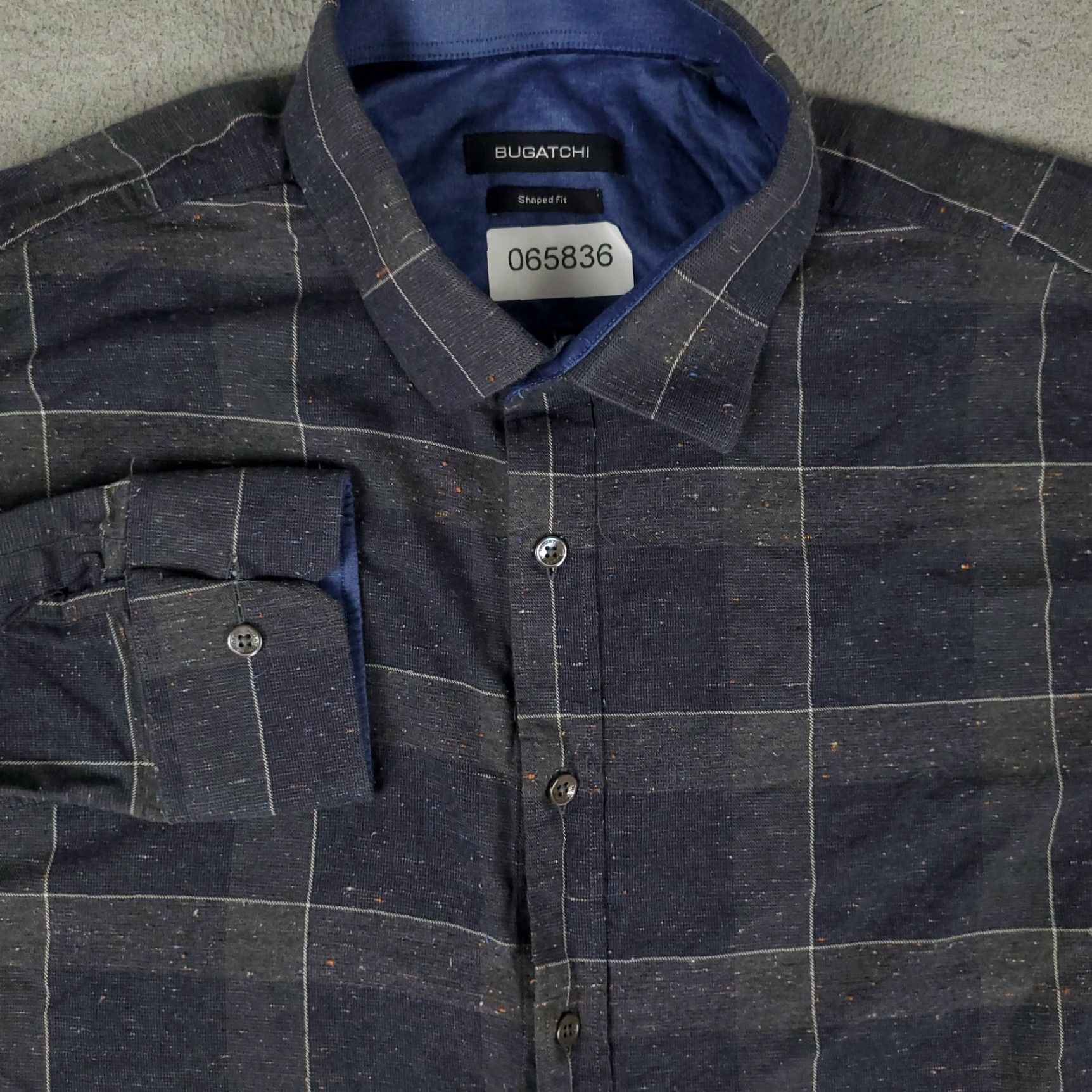 BUGATCHI Bugatchi Shirt Mens XL Gray Plaid Shaped Fit Button Up Long Sleeve Size US XL / EU 56 / 4 - 2 Thumbnail
