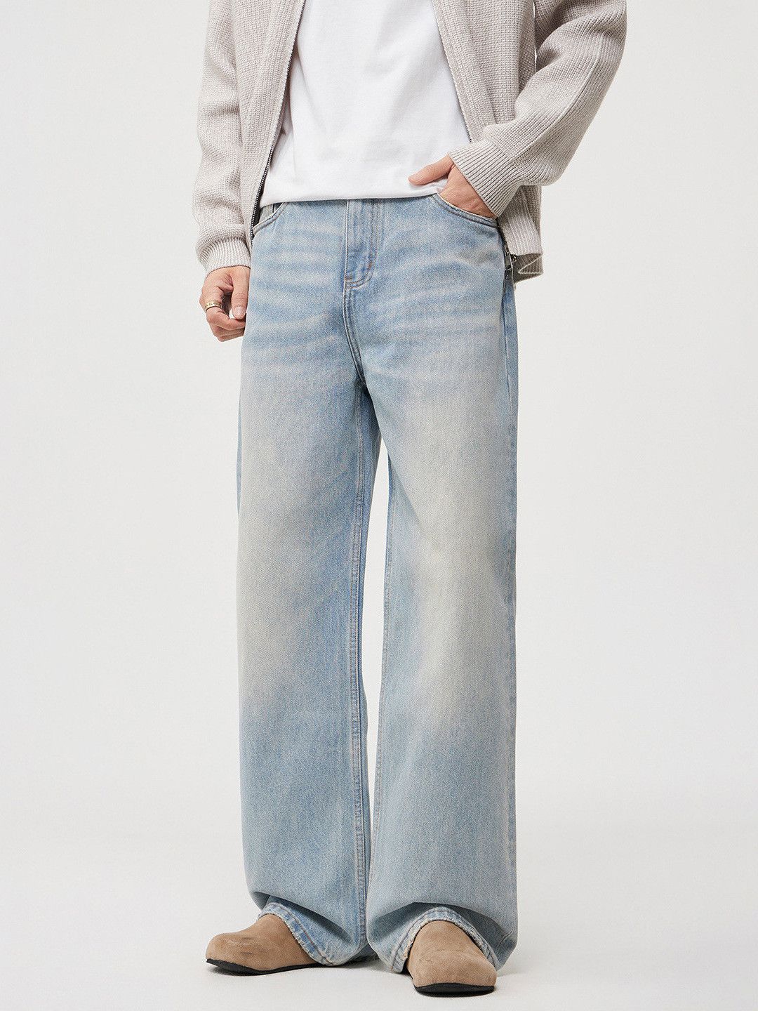 Japanese Brand Men's Light Blue Washed Denim Jeans Size US 32 / EU 48 - 2 Thumbnail
