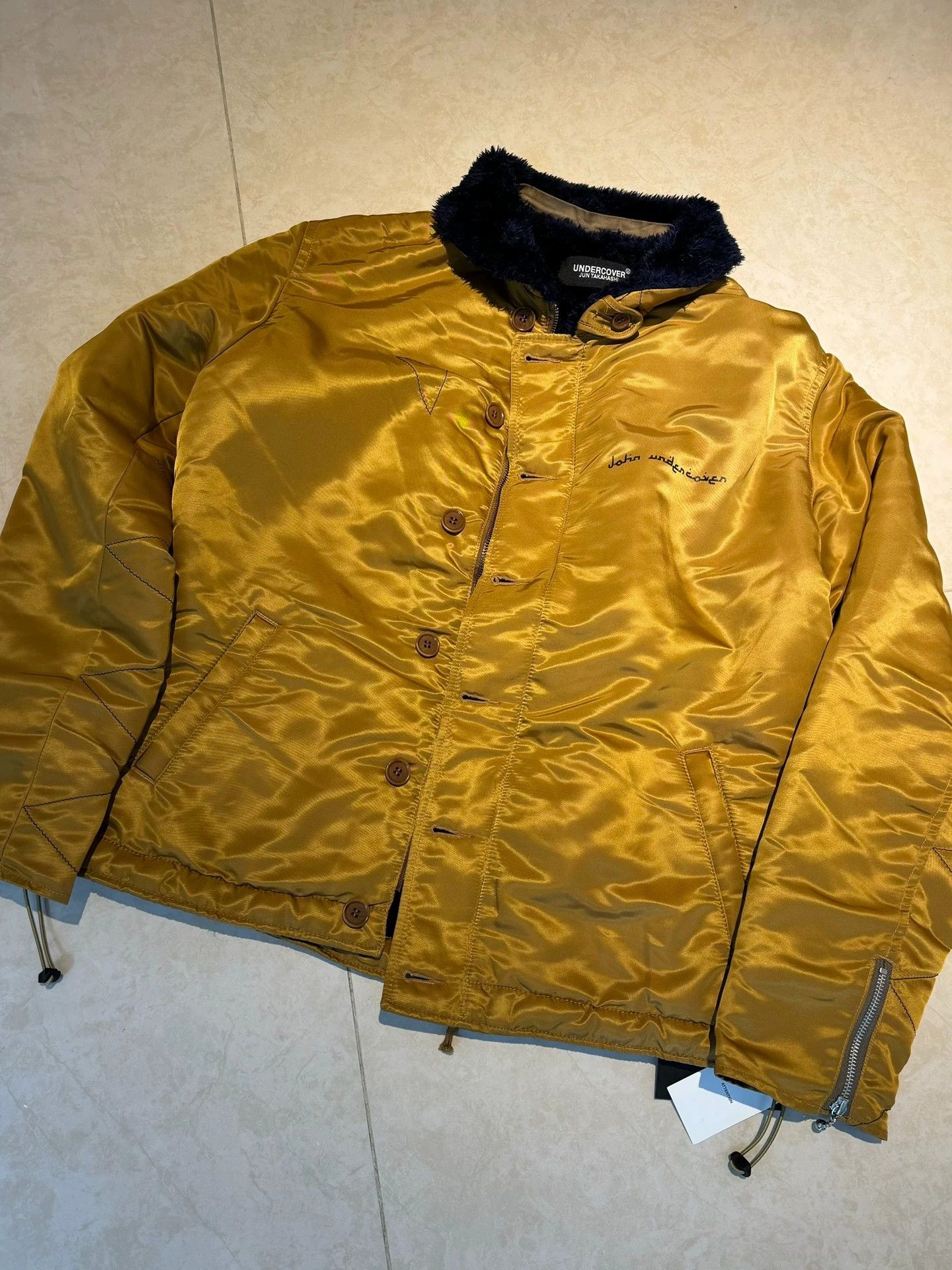 Undercover Undercover Graffiti Fleece-Collar Gold Satin Padded Jacket Size US M / EU 48-50 / 2 - 5 Thumbnail
