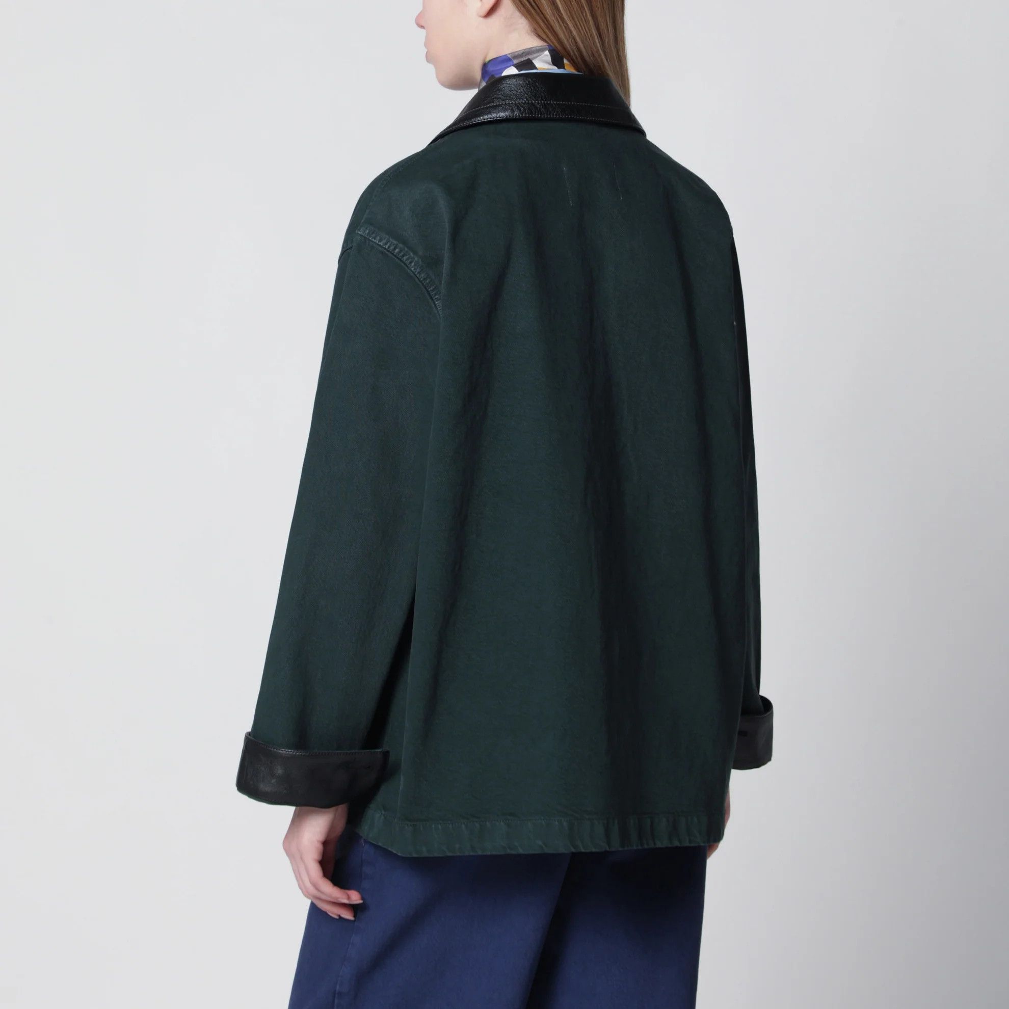 Miu Miu o1d2blof0426 Leather Jacket in Green Size M / US 6-8 / IT 42-44 - 3 Thumbnail