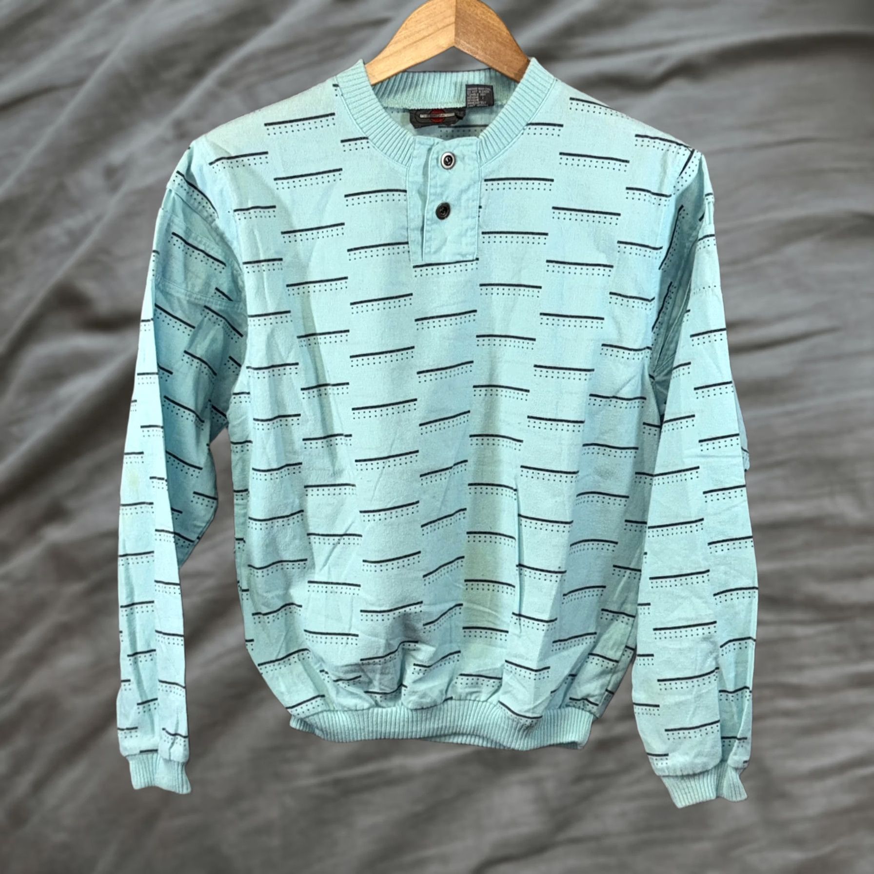 Vintage VINTAGE Soda Sweater Mens Medium Blue Geometric Pullover Crewneck 80s 90s Size US M / EU 48-50 / 2 - 1 Thumbnail