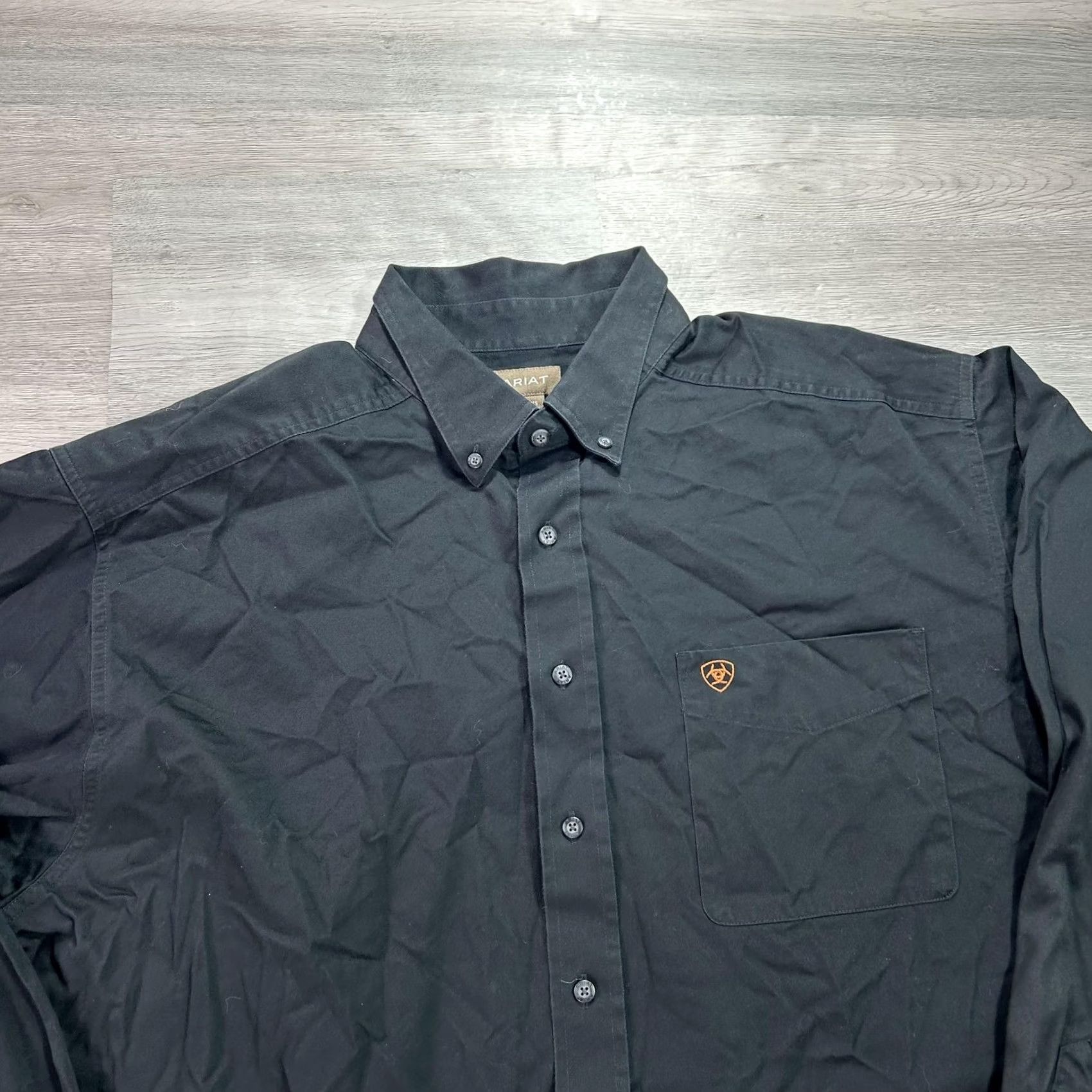 Ariat Ariat Shirt Mens 2XL Black Solid Long Sleeve Button Up Cotton Western Casual Size US XXL / EU 58 / 5 - 3 Thumbnail