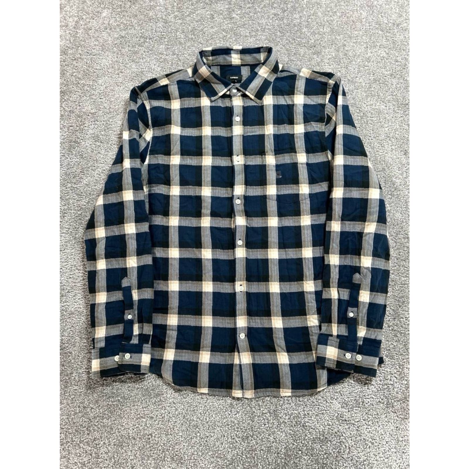 Express Express Shirt Mens XL Plaid Button-Up Cotton Spandex Pocket Multicolor Size US XL / EU 56 / 4 - 2 Thumbnail