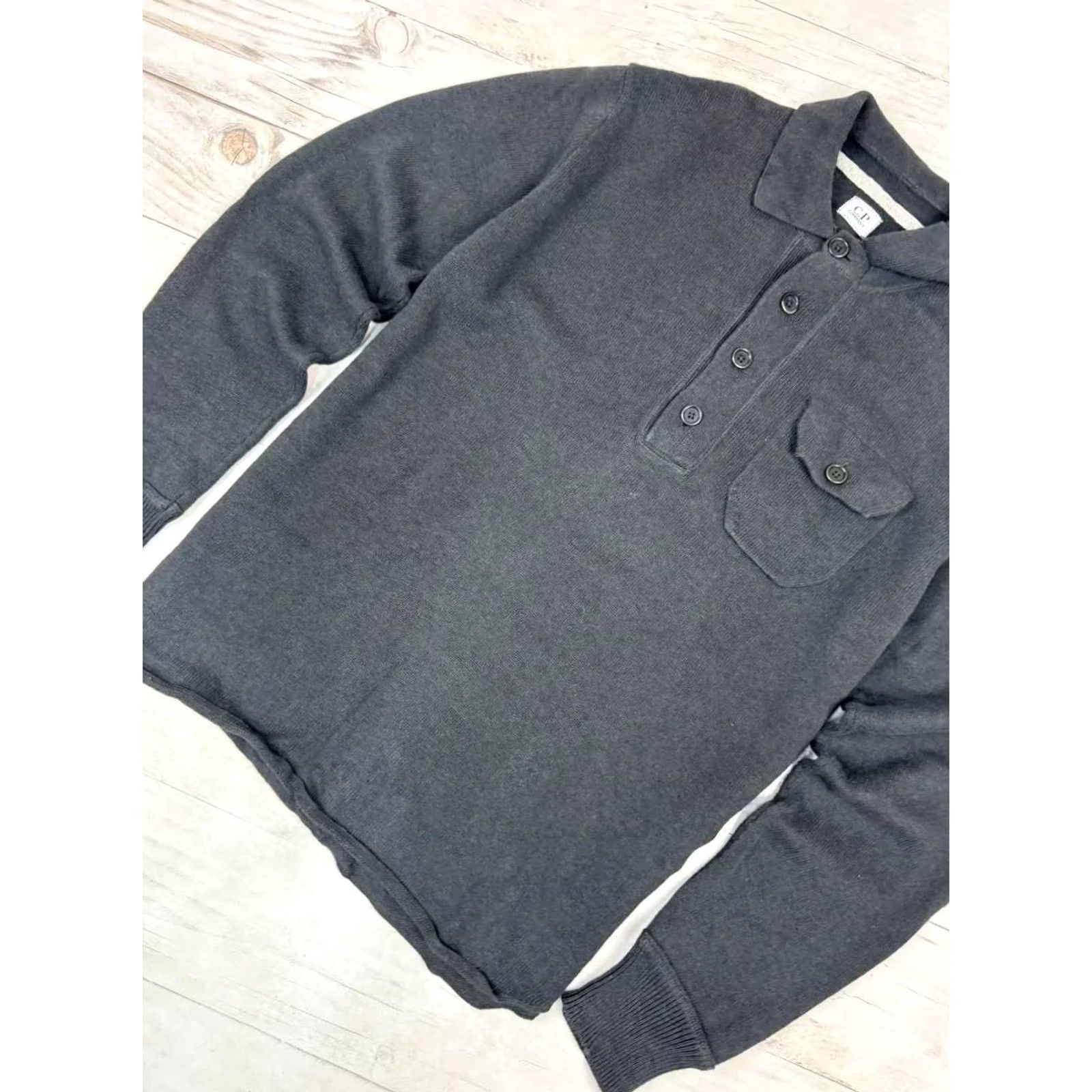 Vintage Cp Company Wool Knit Polo Sweater Men Size 52 Gray Size US L / EU 52-54 / 3 - 3 Thumbnail