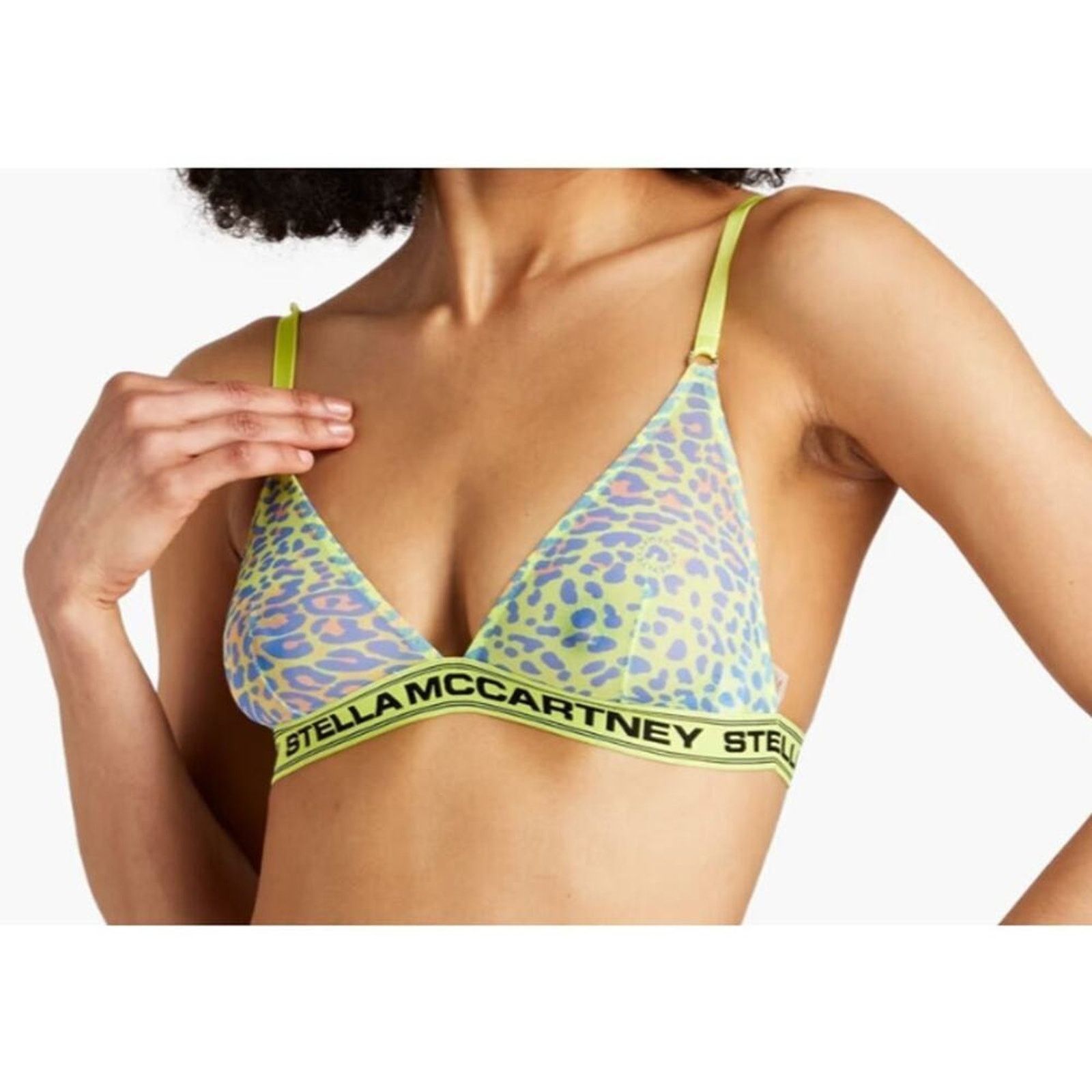Stella McCartney Leopard print stretch mesh triangle bra line Green Size ONE SIZE - 4 Thumbnail