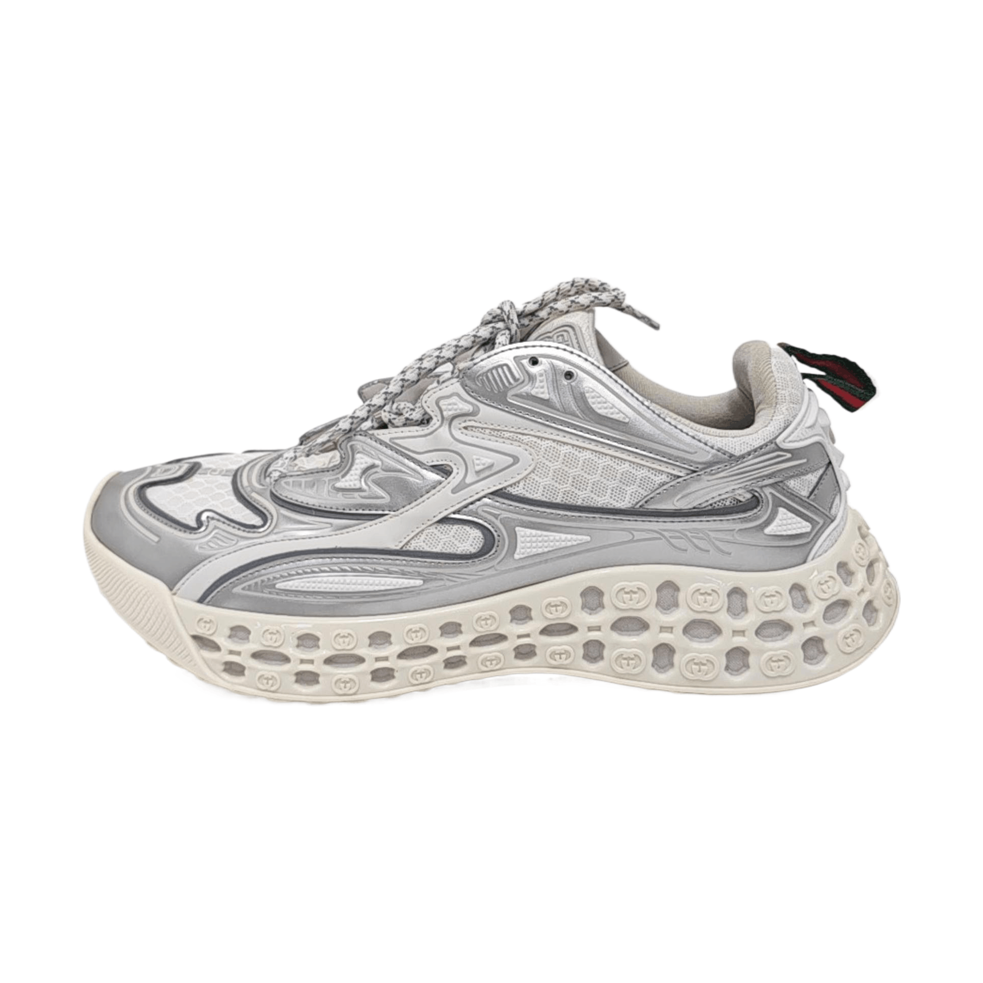 Gucci Gucci Silver Metallic Mesh Low-Top Sneakers 9 Size US 9 / EU 42 - 1 Thumbnail