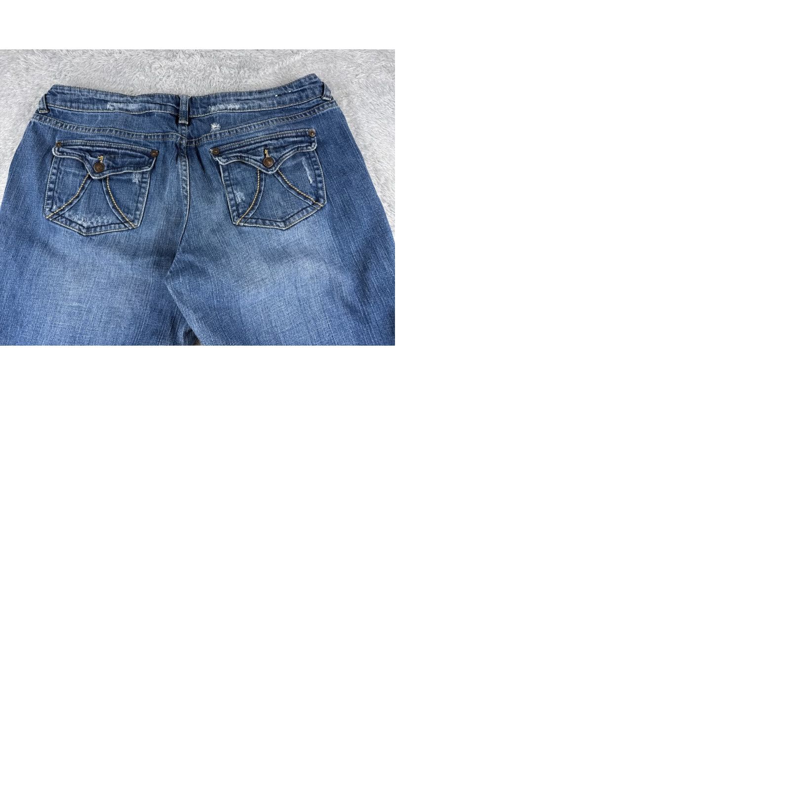 Denime dELiA*s Jeans Women's Blue Denim Bootcut 32x32 Mid Rise Distressed 5-Pocket Cotton Regular Size 15 Vintage No Size 36" / US 14 / IT 50 - 10 Thumbnail