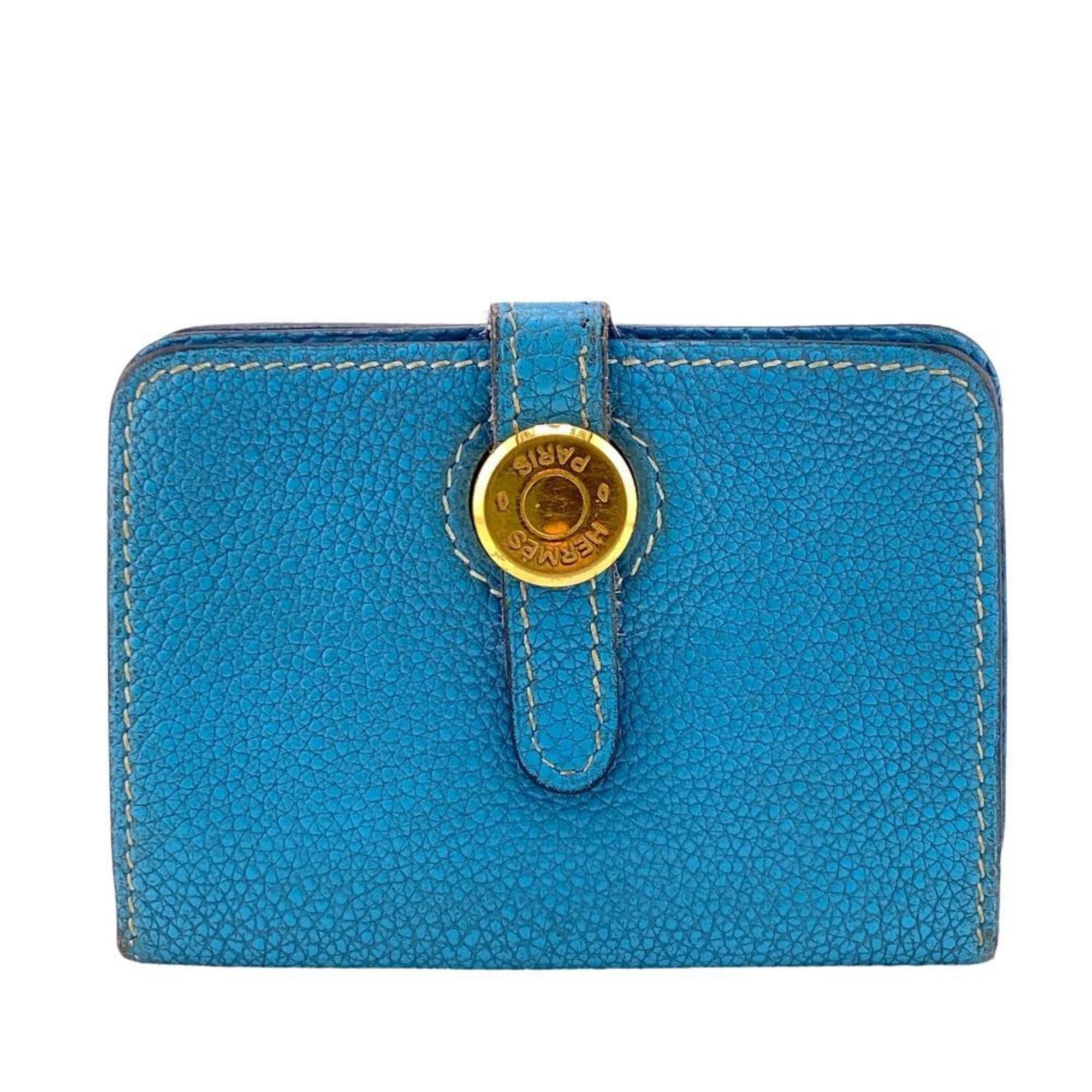 image of Hermes Dogon Compact Card Case Blue Unisex Z0006187, Women's