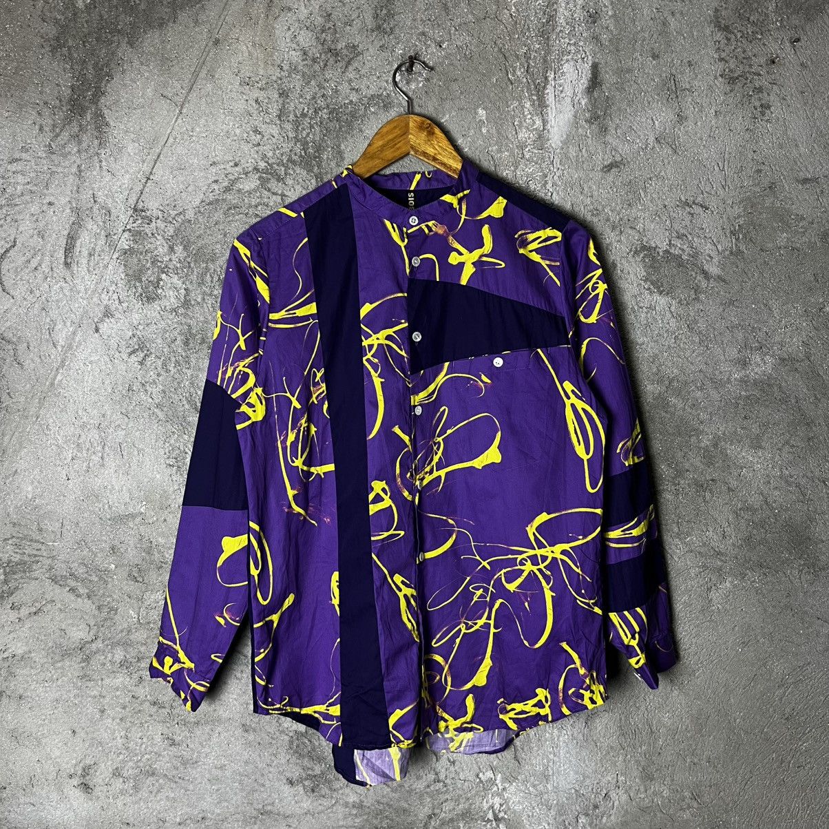 Frapbois Frapbois - SS24 - Graphic Patchwork Band Collar Shirt Size M / US 6-8 / IT 42-44 - 3 Thumbnail