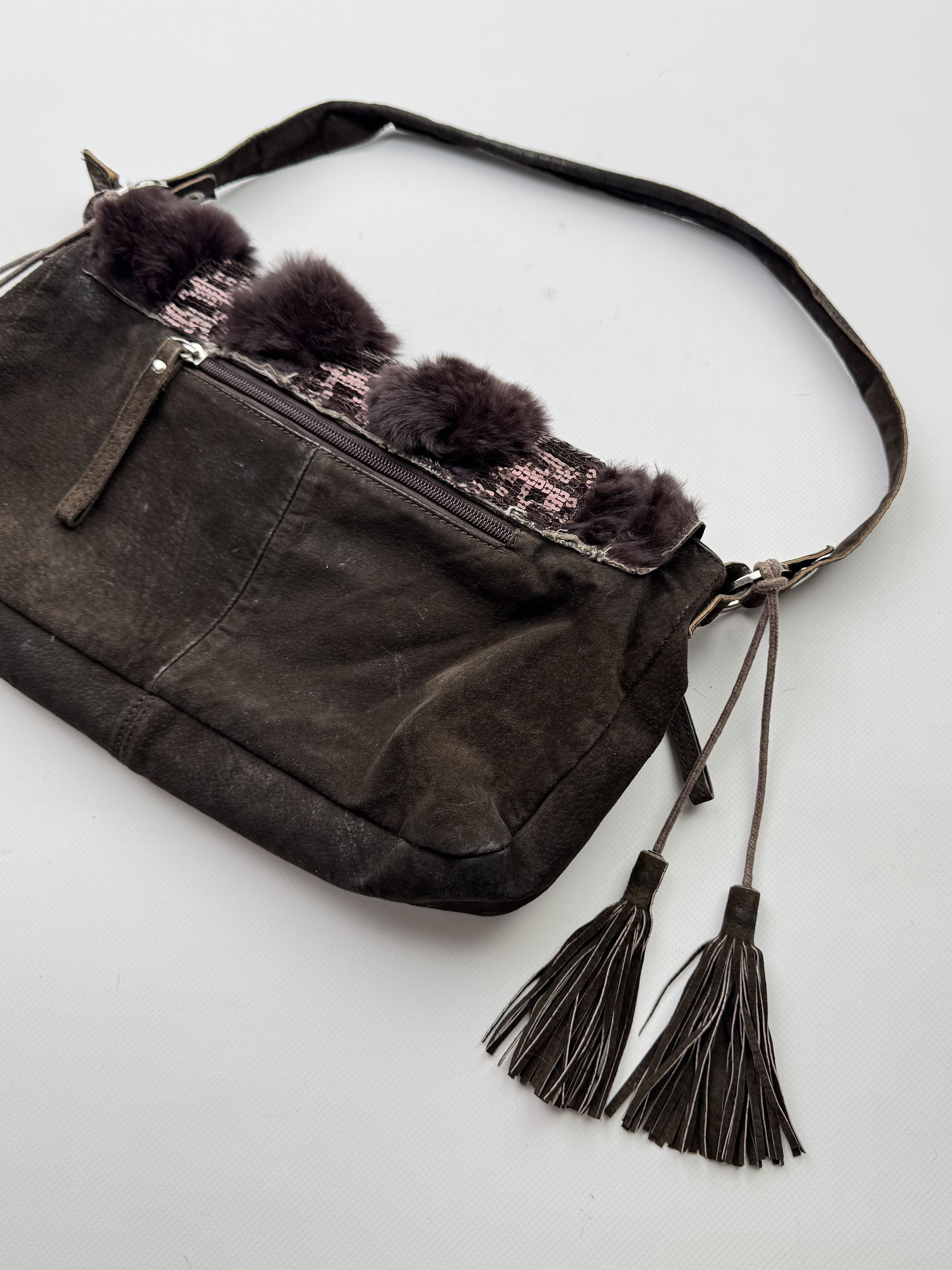 Hysteric Glamour Vintage Suede/Real Fur Handle Bag B669(V460)E2 Size ONE SIZE - 7 Thumbnail