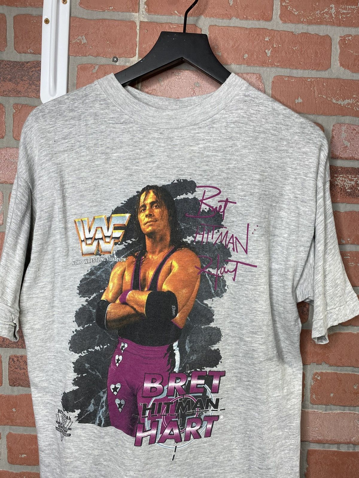 Vintage Vintage 90’s Bret Hart T-Shirt Vtg WWF Wrestling Tee Medium Size US M / EU 48-50 / 2 - 7 Thumbnail