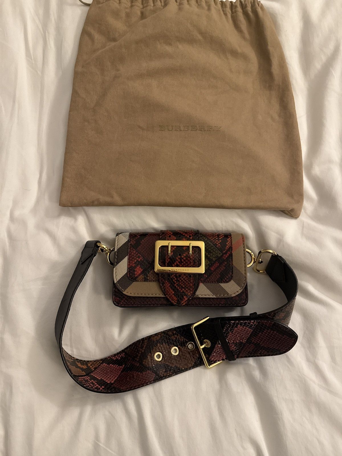 Burberry Mini Buckle Crossbody Bag Python-Embossed Leather Size ONE SIZE - 2 Thumbnail