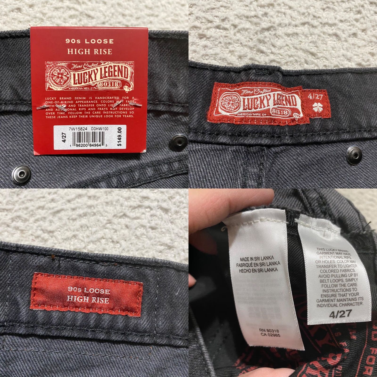 Lucky Brand NWT Lucky Brand Jeans Womens 27 Faded Black Denim 90s High Rise Straight Size 27" / US 4 / IT 40 - 8 Thumbnail