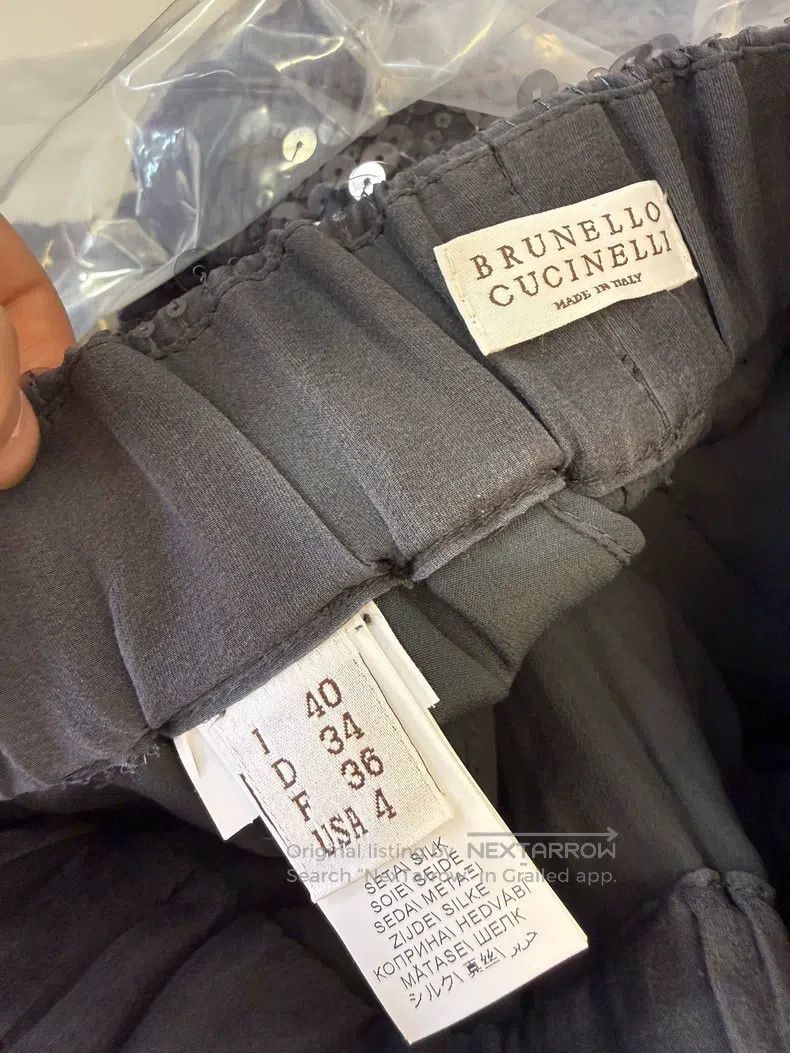 Brunello Cucinelli Brunello Cucinelli Sequined Silk Wide Leg Trousers Size 26" / US 2 / IT 38 - 8 Thumbnail