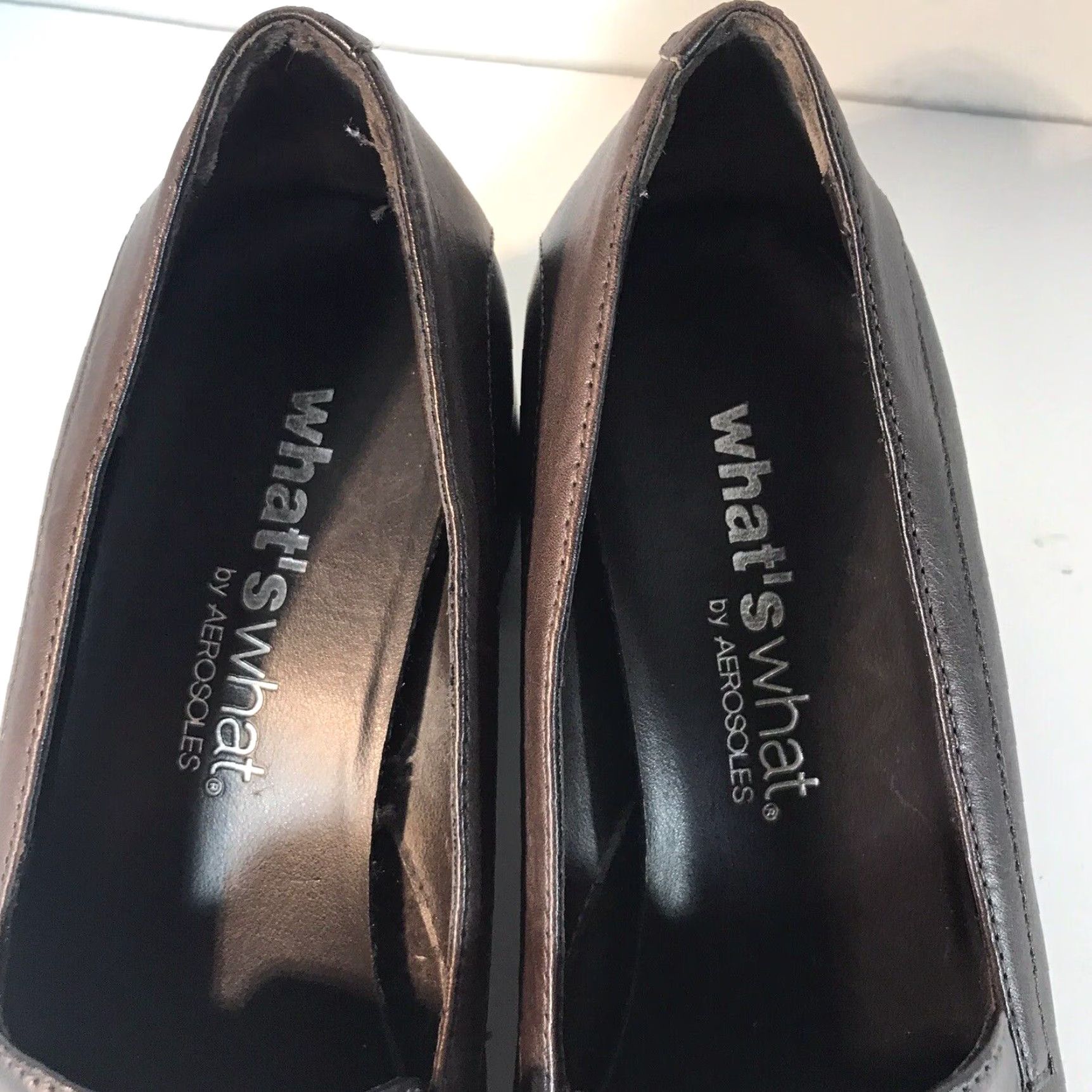 Vintage AEROSOLES Brown Leather Slip-On Loafers Womens Size 7M - Casual Comfort Flats Size US 7 / IT 37 - 2 Thumbnail