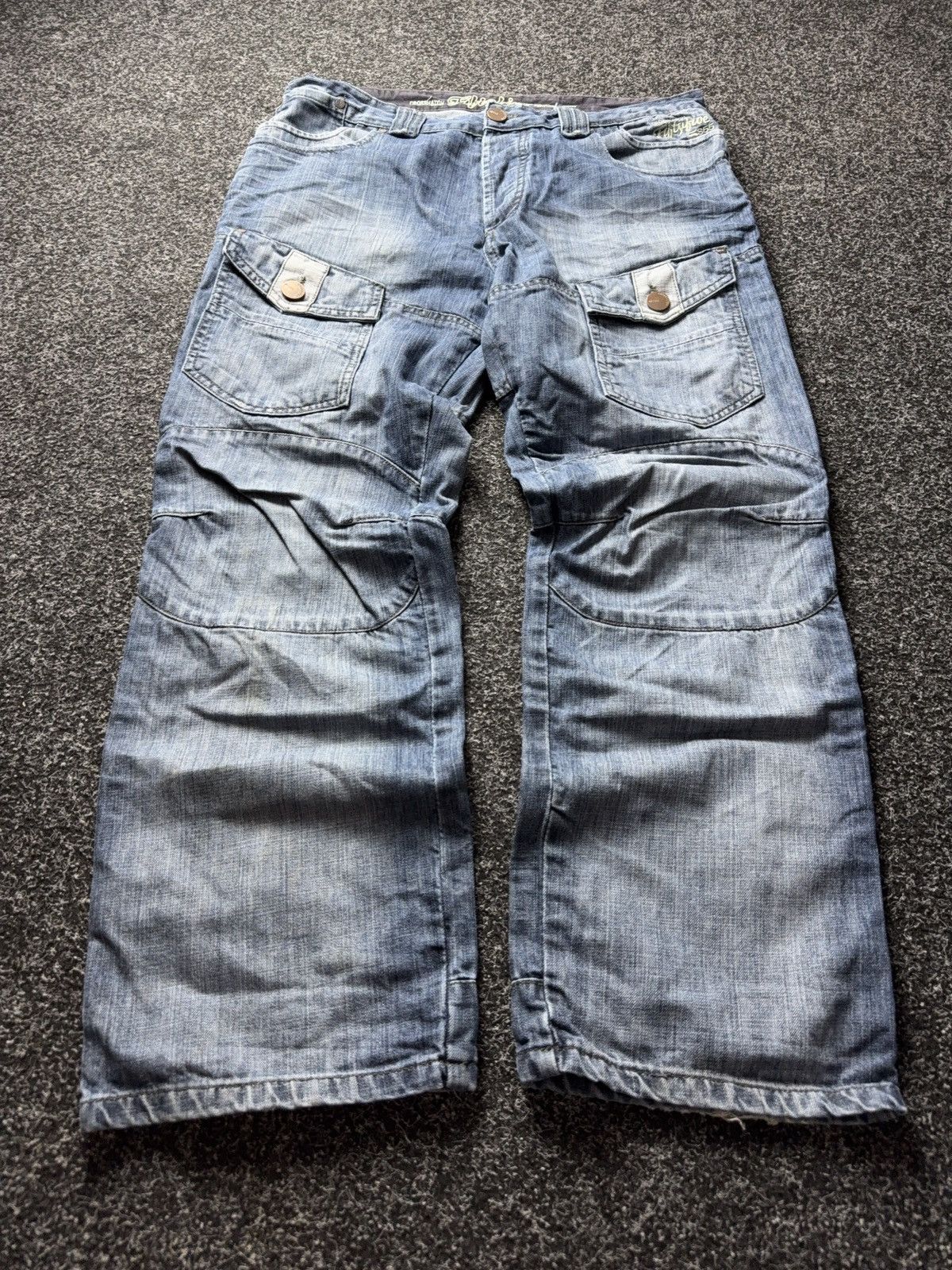 Vintage Y2K Retro Rap Cargo Denim Baggy Distressed Streetwear Size US 36 / EU 52 - 1 Thumbnail