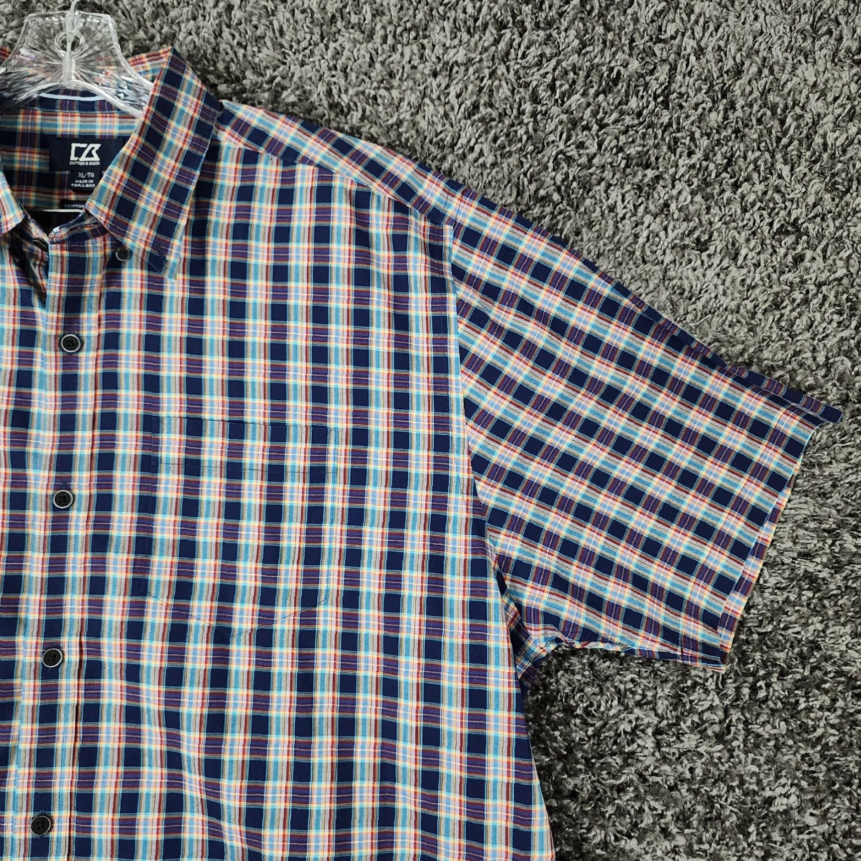 Cutter & Buck Cutter & Buck Shirt Mens XL Short Sleeve Multicolor Plaid Cotton Button-Up Size US 36 / EU 52 - 3 Thumbnail