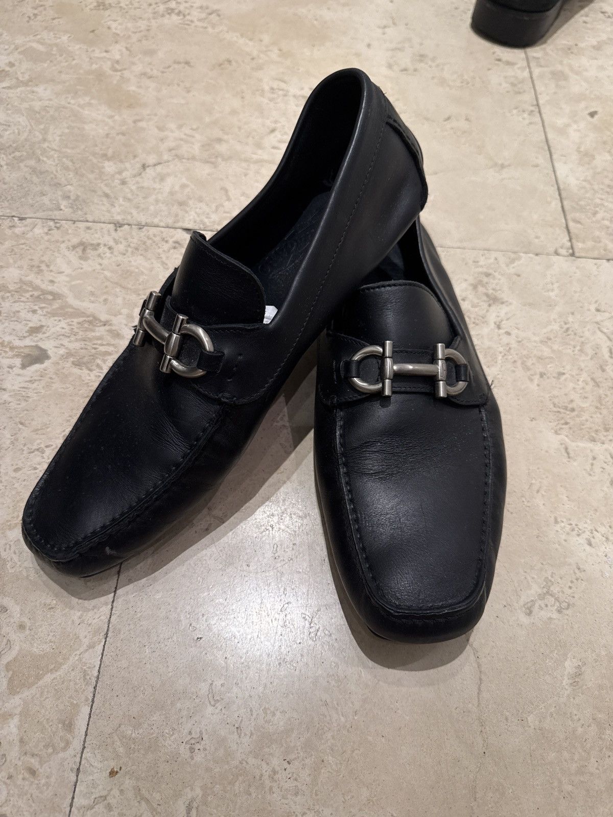 Salvatore Ferragamo Men\'s Black Leather Loafers with Silver Bit SALVATORE FERRAGAMO Men main image 4