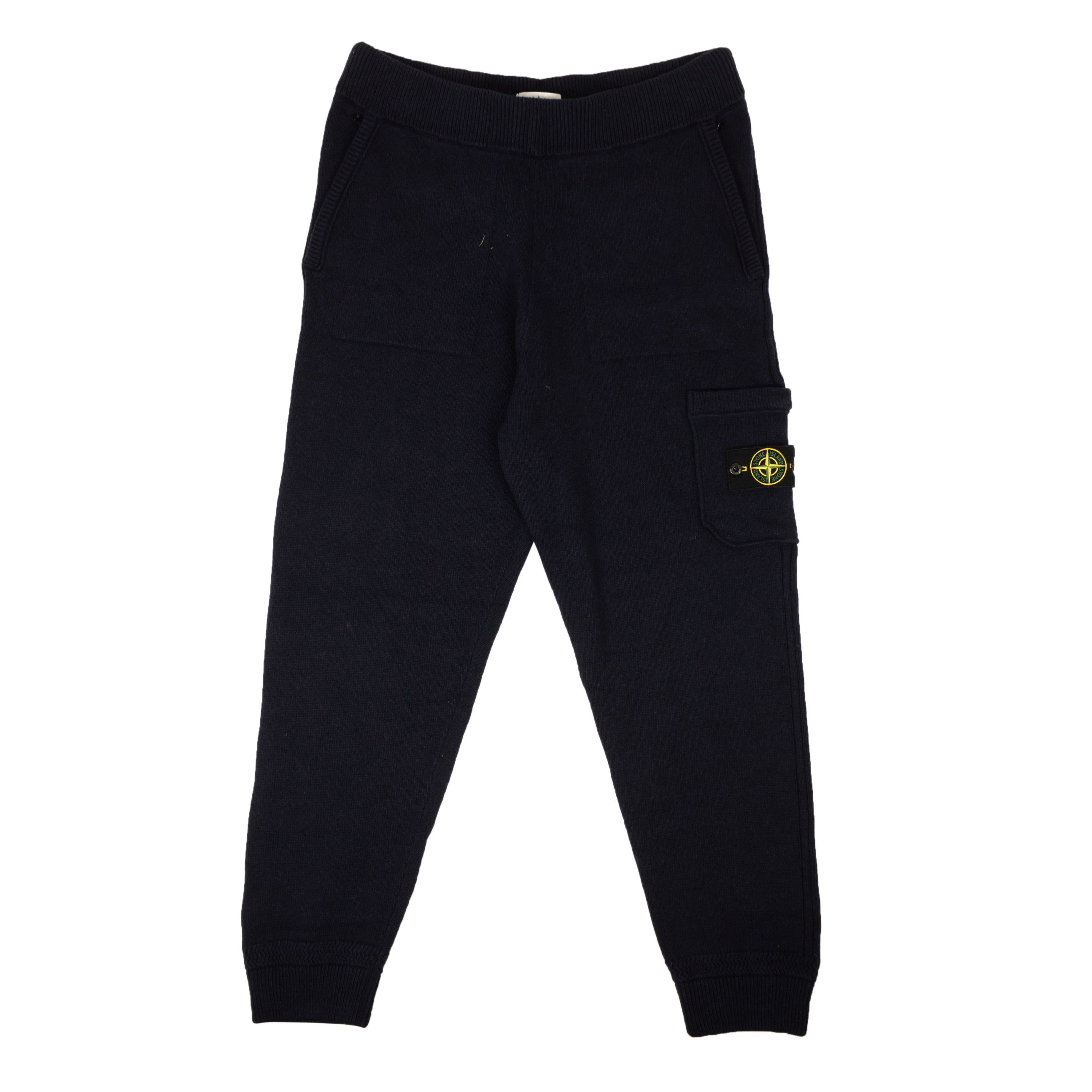 image of Stone Island Navy Blue Knit Wool Blend Pants Size Xl, Men's