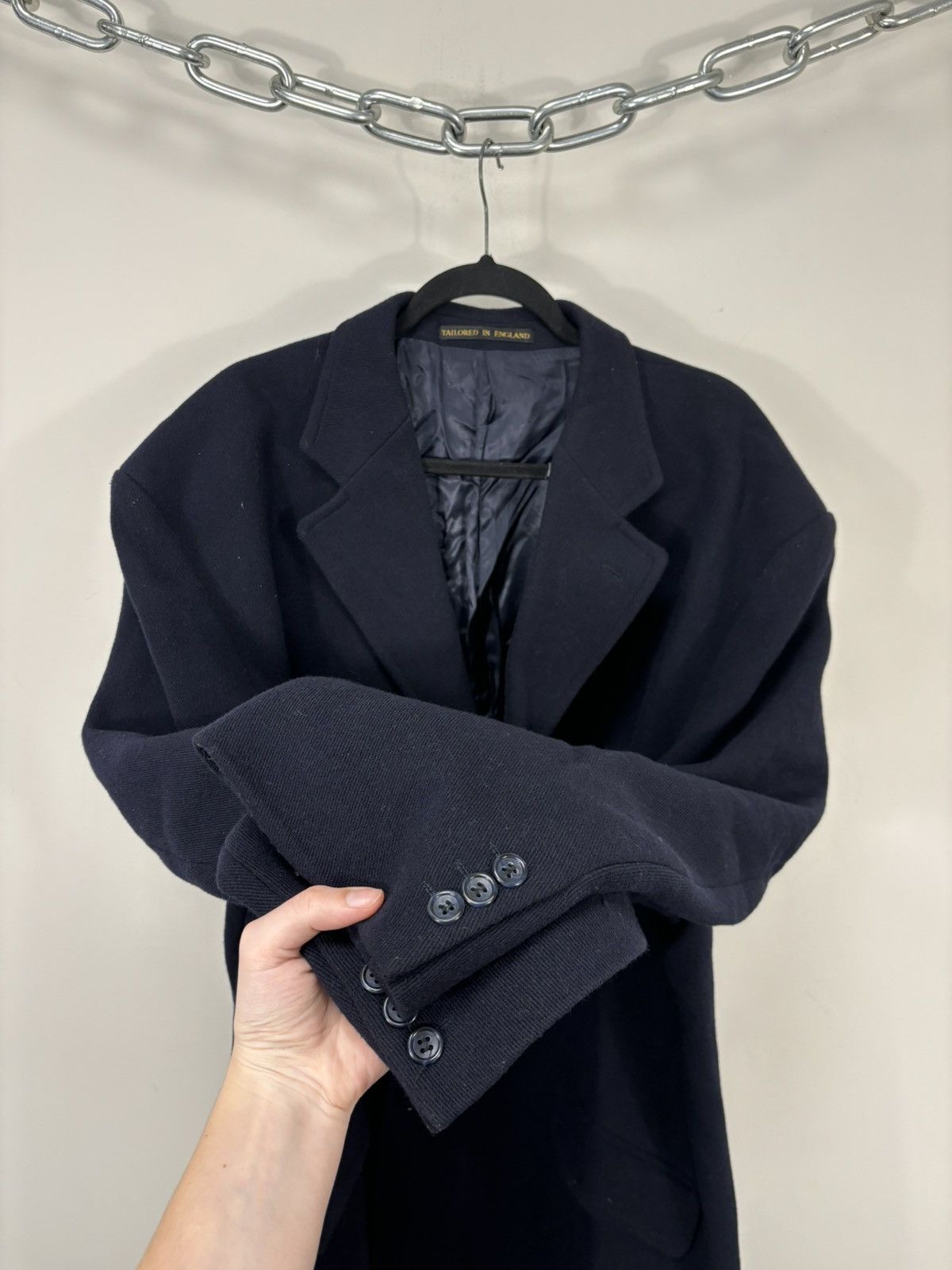 Other UK The British Tailor 350£ Men’s Navy Blue Wool Car Overcoat Size US XL / EU 56 / 4 - 8 Thumbnail