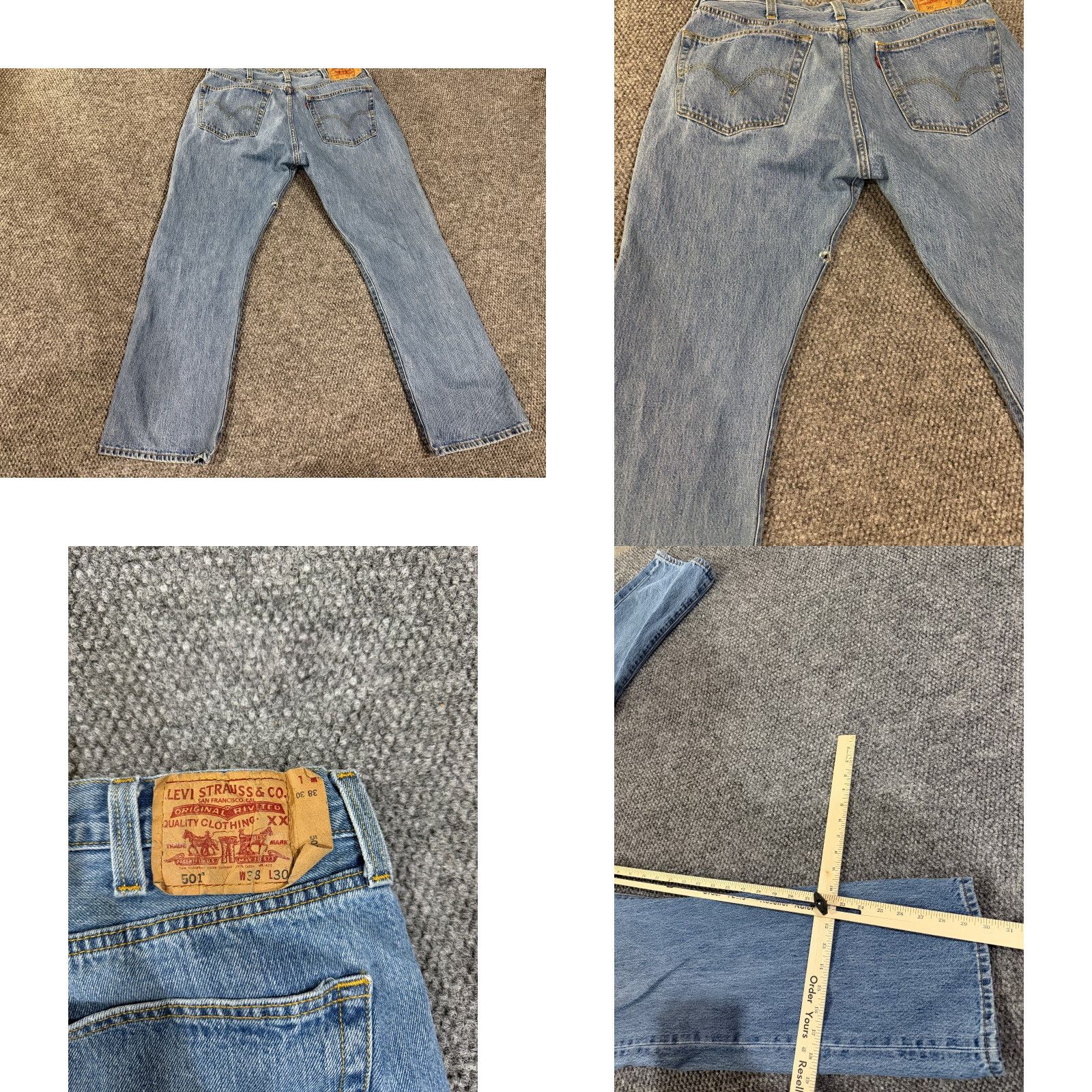 Levi's Levi's 501 Jeans Mens 38x30 Straight Button Fly Denim Jeans Blue Size US 38 / EU 54 - 8 Thumbnail