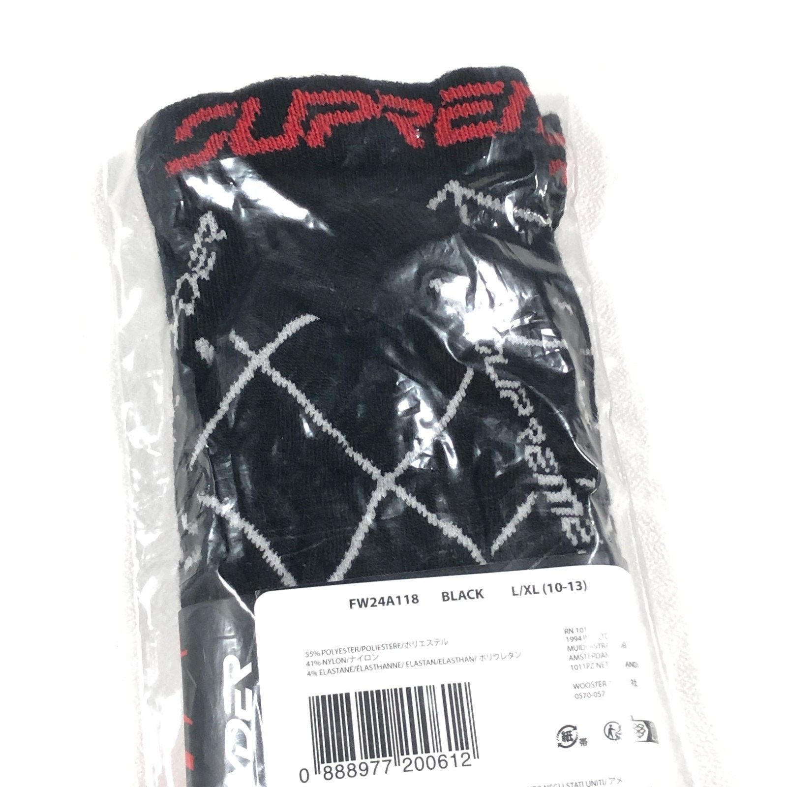 FW24 Supreme Spyder Crew Socks (1 Pack) Black New B9