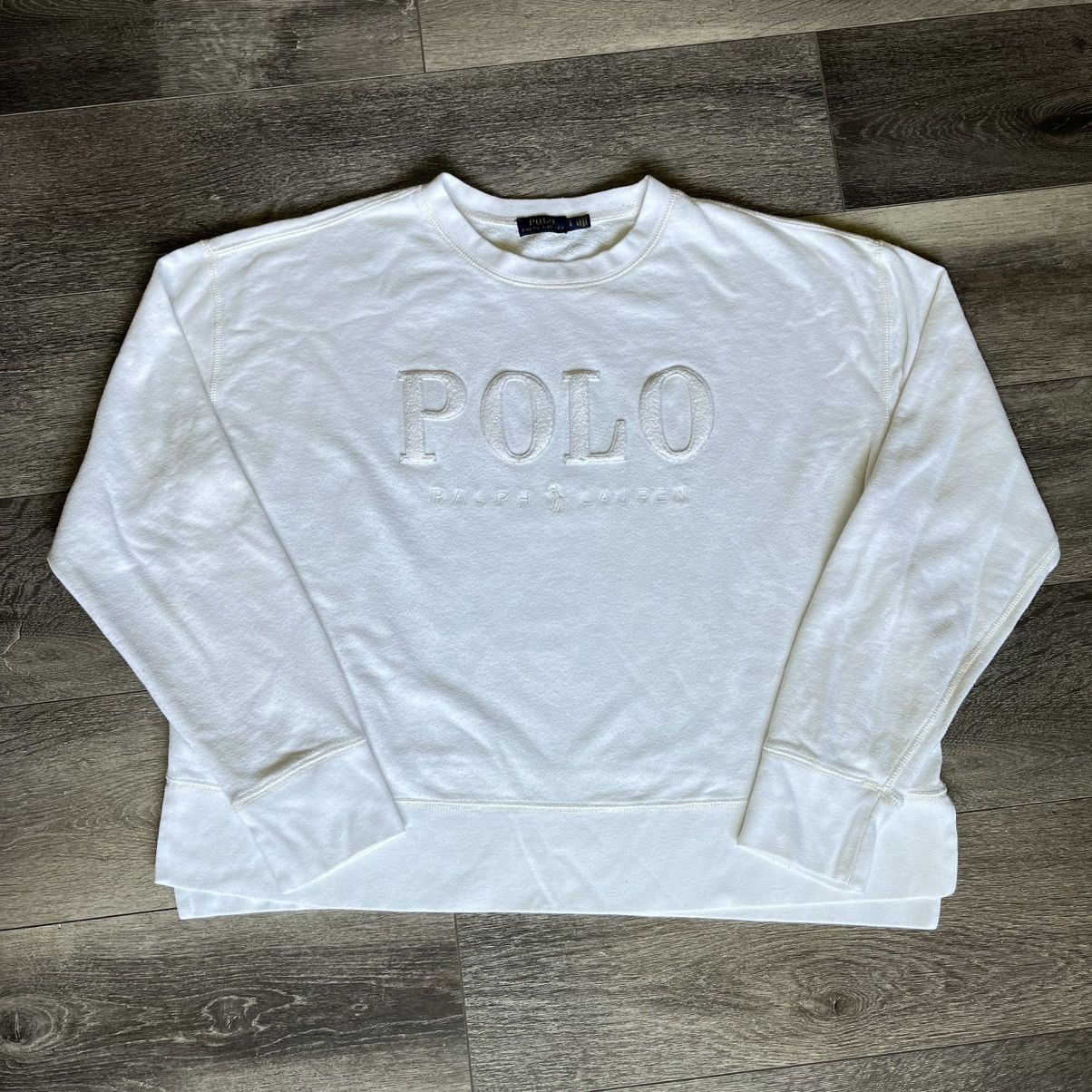 Polo Ralph Lauren Polo Ralph Lauren White Embroidered Logo Crewneck Sweatshirt Size L / US 10 / IT 46 - 1 Thumbnail