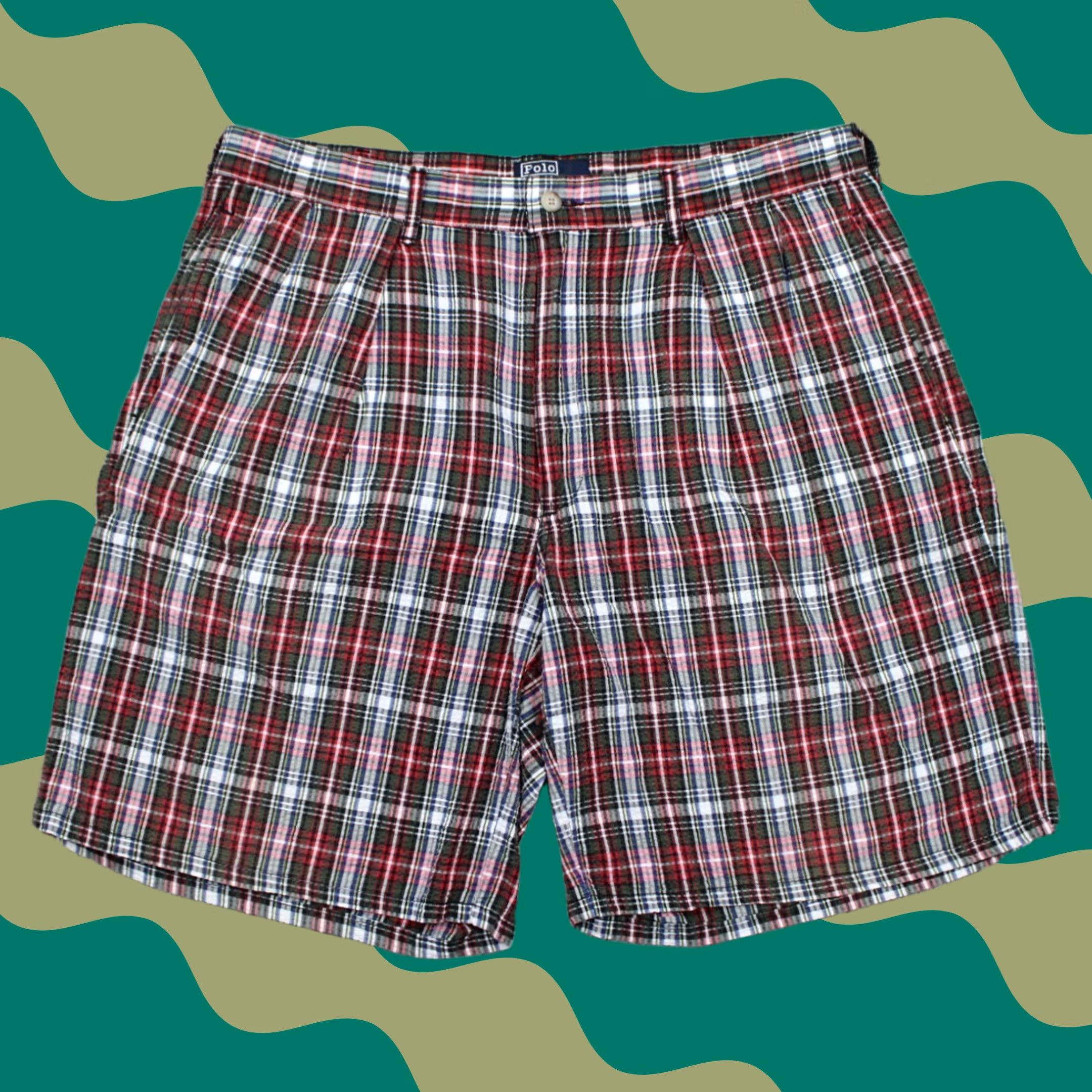 Polo Ralph Lauren Polo Ralph Lauren Shorts Mens 36 Red/Green/White Plaid Cotton Chino 9" Inseam Size US M / EU 48-50 / 2 - 1 Thumbnail