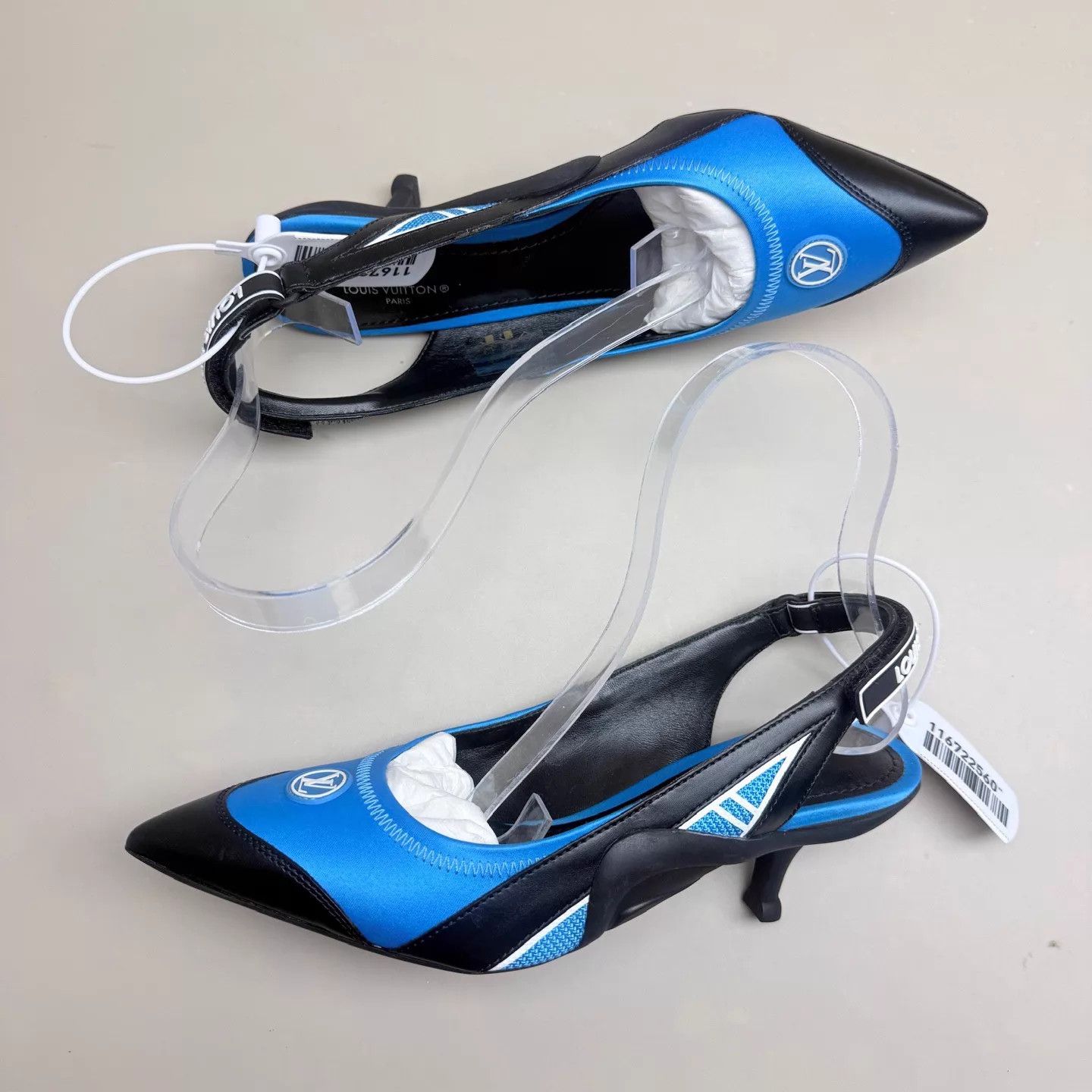 Louis Vuitton LV Black Blue Logo Heels 36 Mint Size US 5.5 / IT 35.5 - 5 Thumbnail