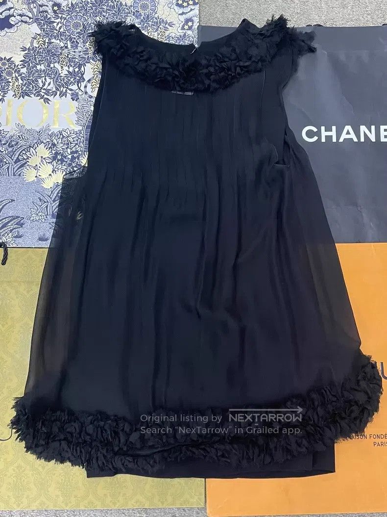 Chanel Chanel Black mesh two-piece silk dress Size XS / US 0-2 / IT 36-38 - 3 Thumbnail