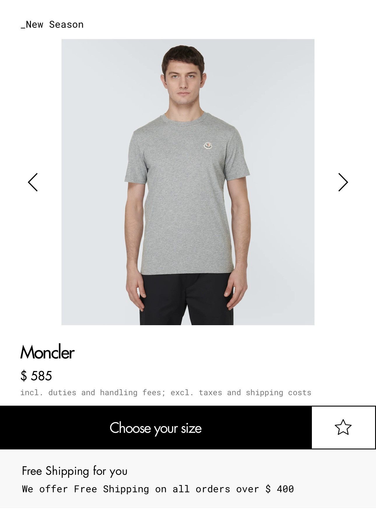 image of Moncler T-Shirt in Grey, Men's (Size Medium)