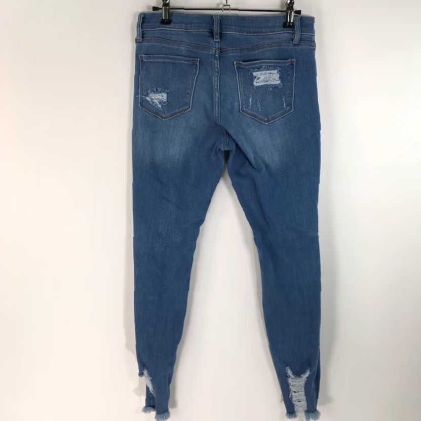 Denime Soho Womens Jeans Cropped Blue Distressed Low Rise Pockets Whiskered Denim 4 Size 27" / US 4 / IT 40 - 2 Thumbnail