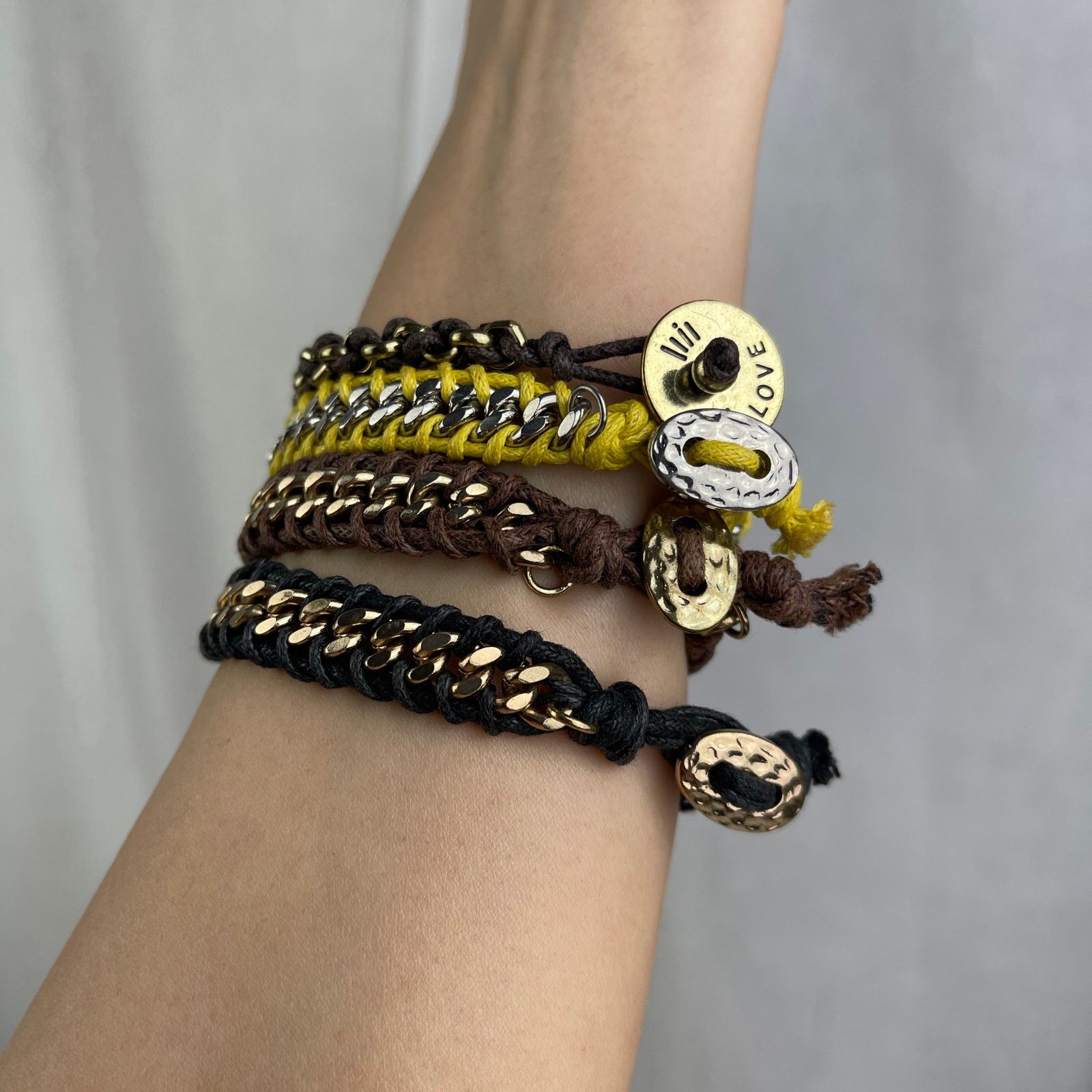 Other Chain Link Braided Bracelets Gold Silver Black Brown Yellow Size ONE SIZE - 18 Thumbnail
